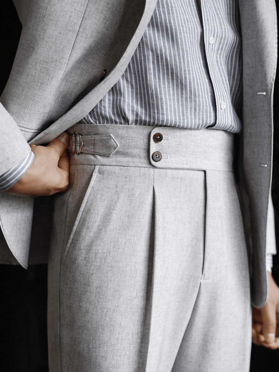 Straight-cut pants - Double button, no ironing