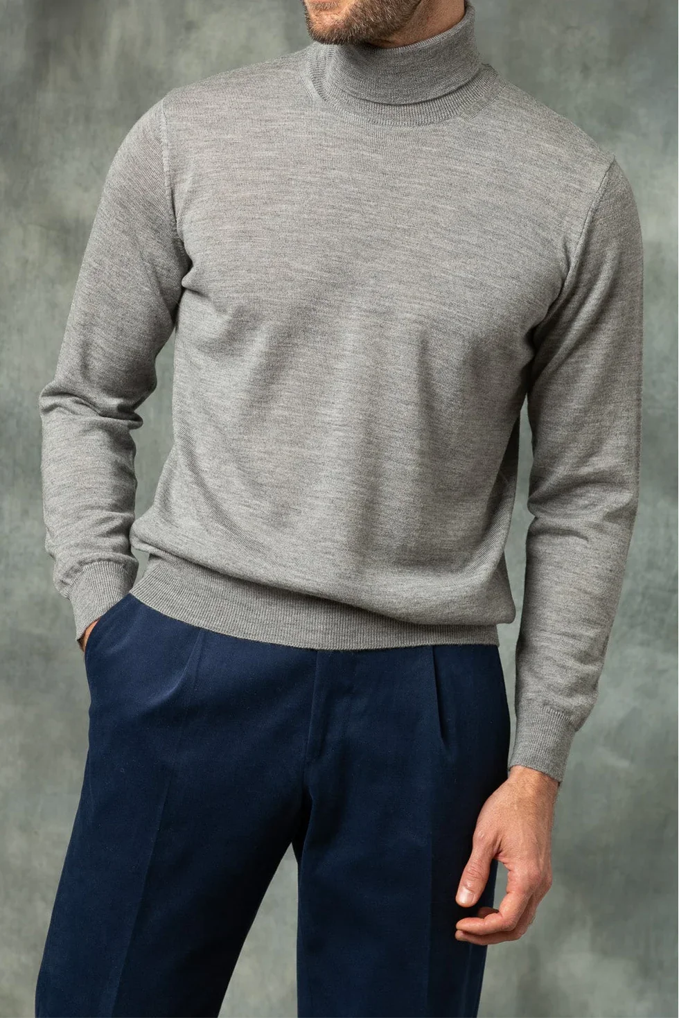 Grey merino turtleneck sweater