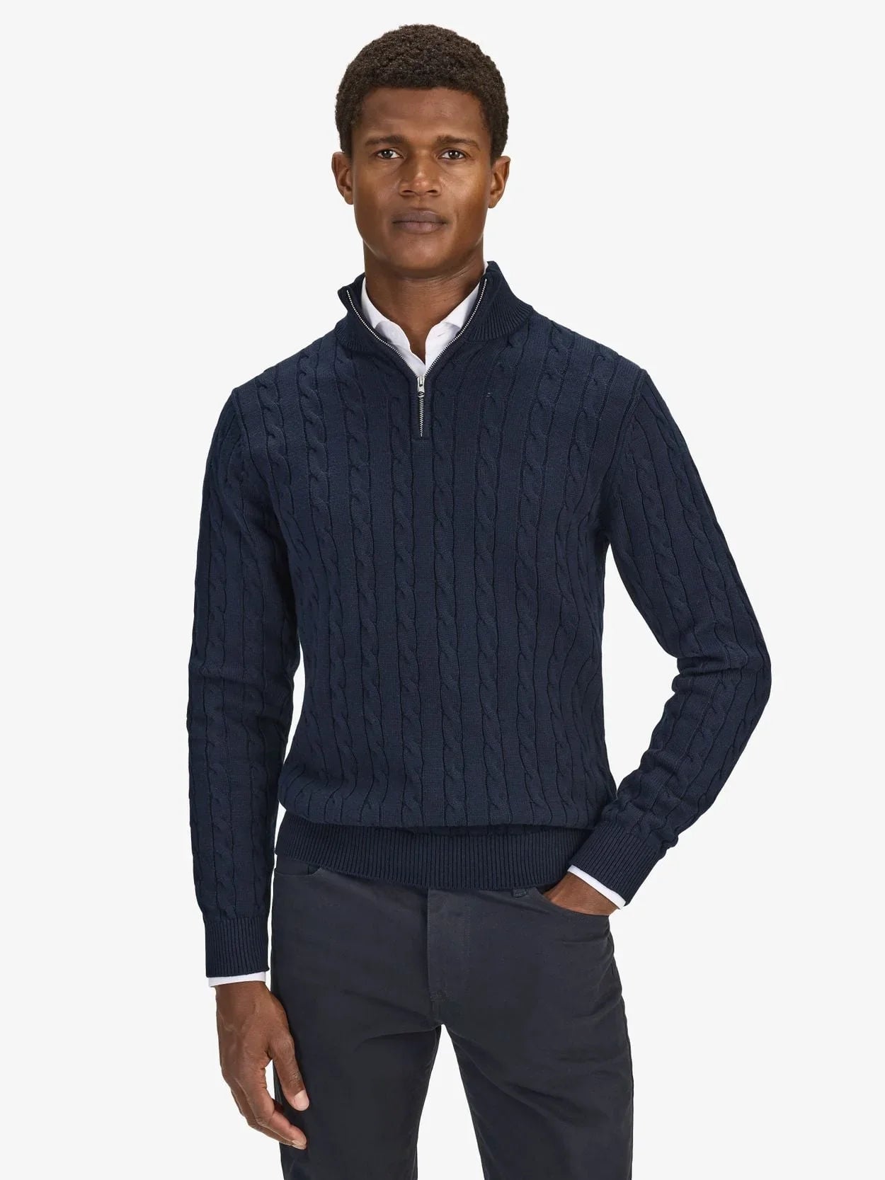 Pull à demi-zip pour homme - 100 % coton