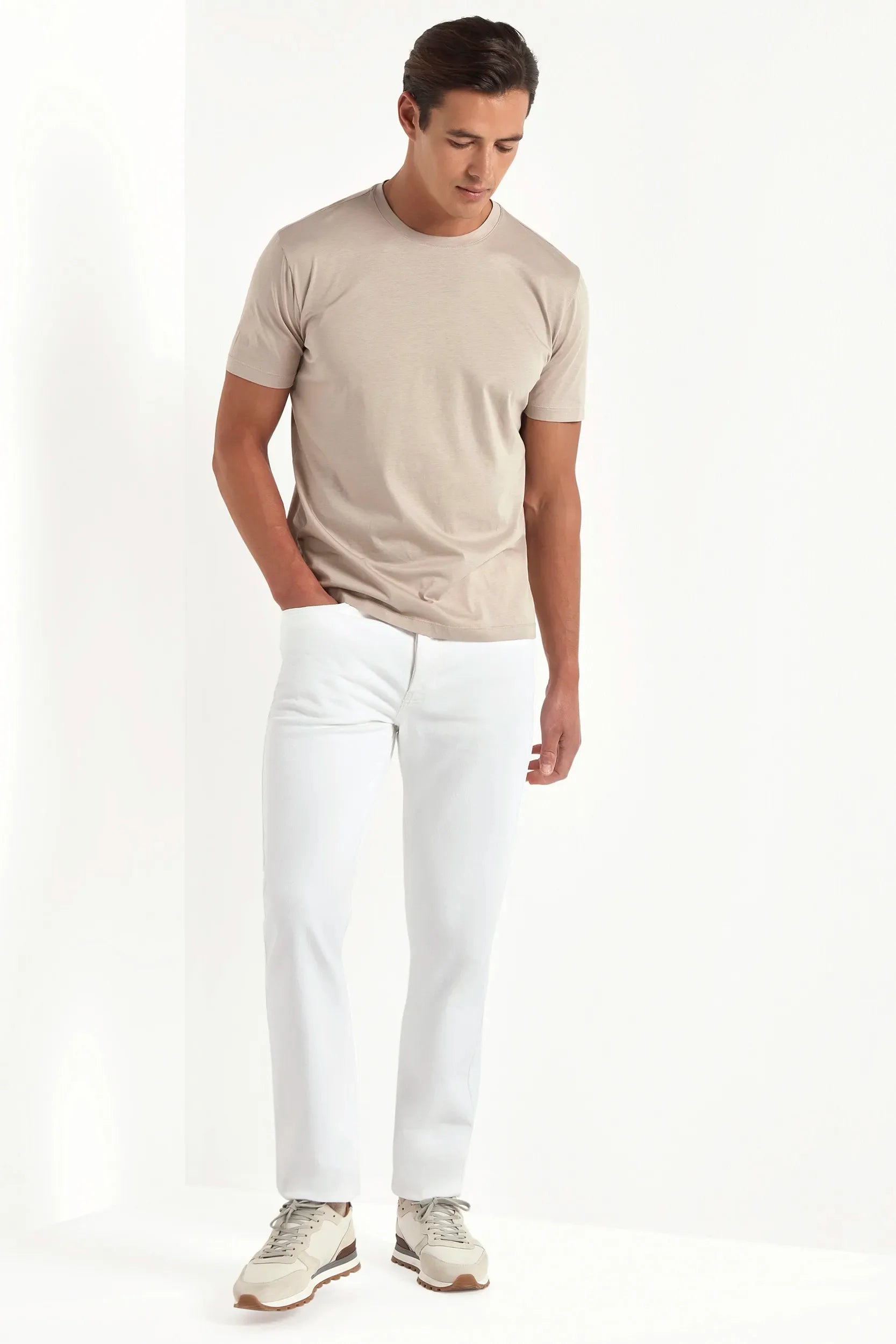 Taupe jersey T-shirt