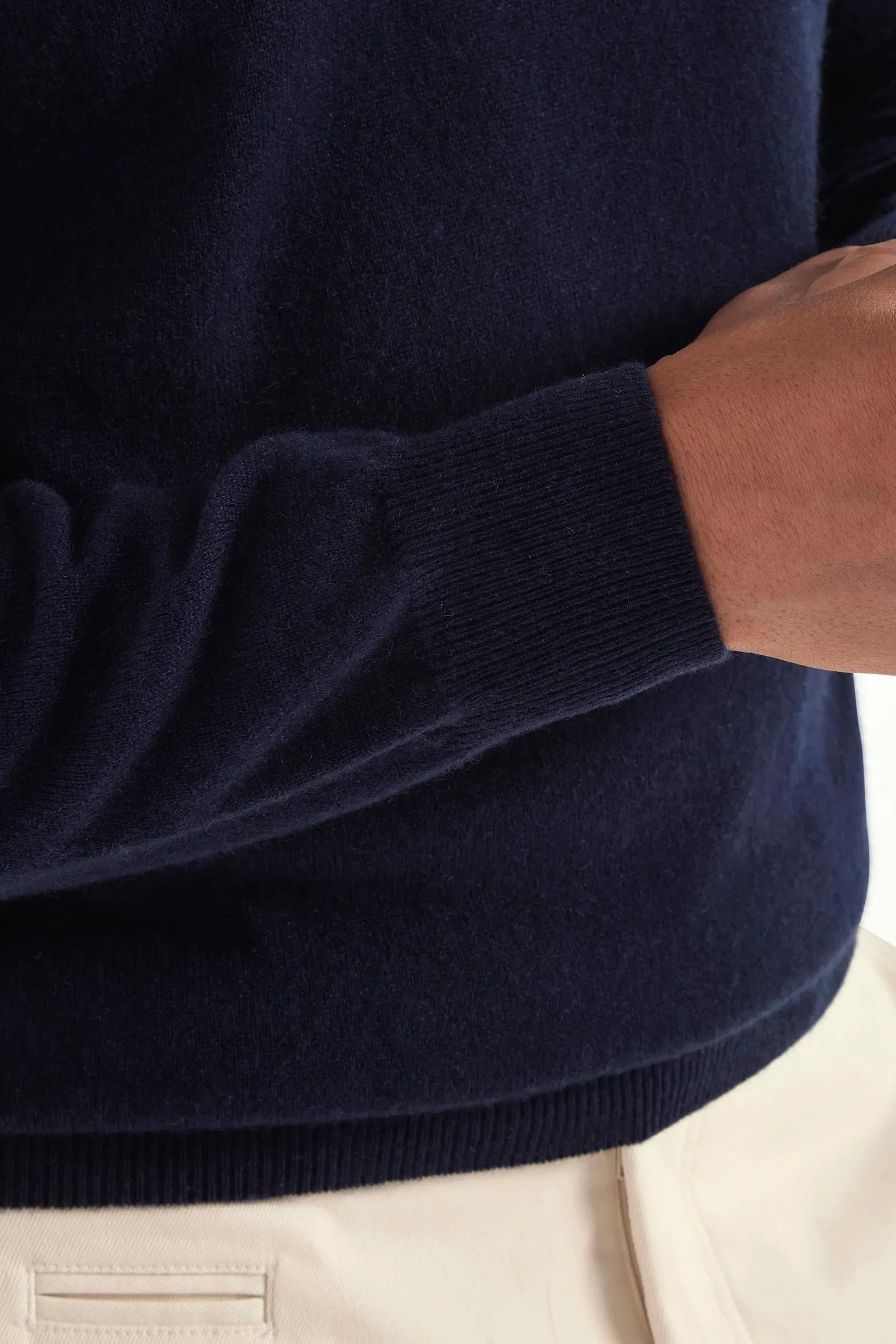 Blue cashmere turtleneck sweater