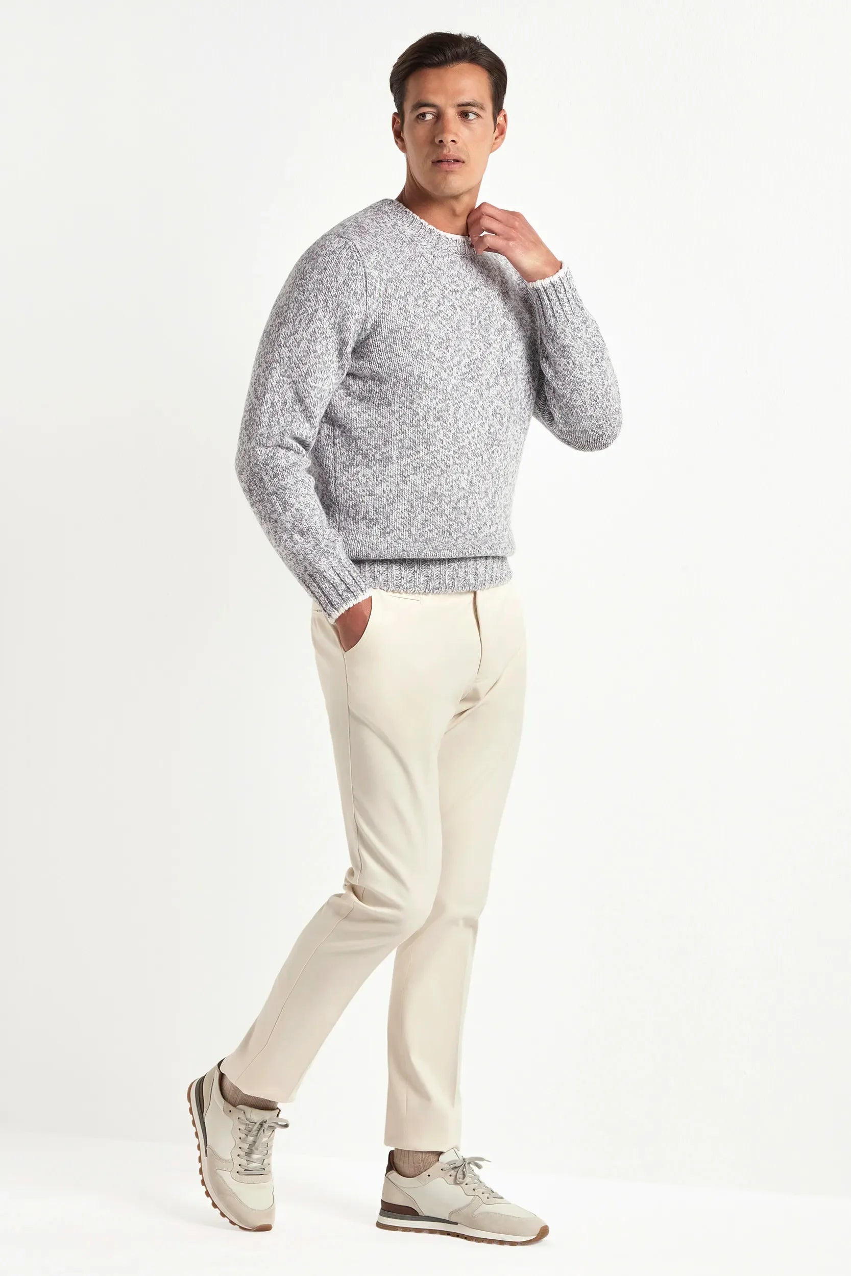 Light grey round-neck sweater