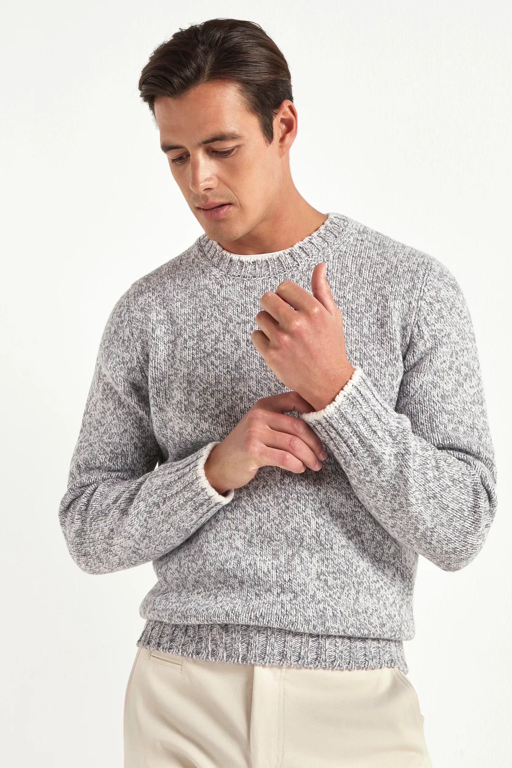 Light grey round-neck sweater