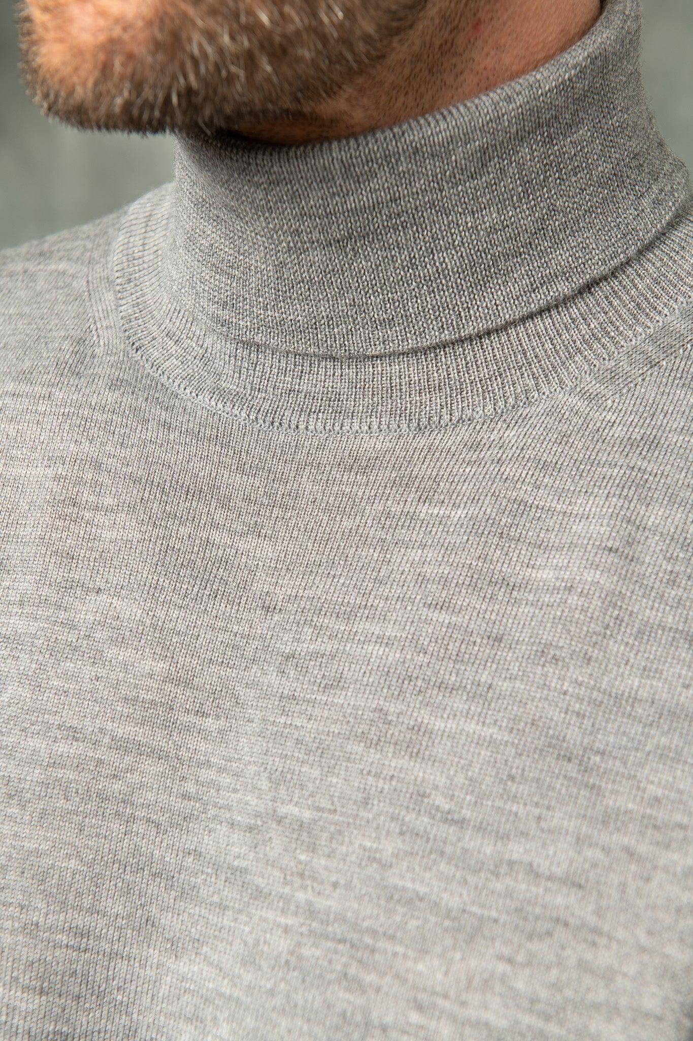 Grey merino turtleneck sweater