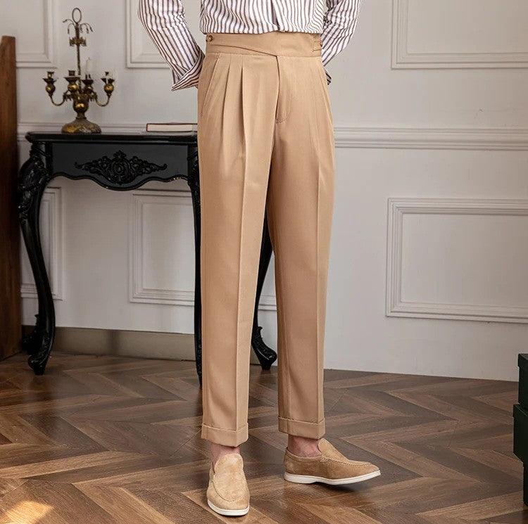 Pleated straight-leg pants