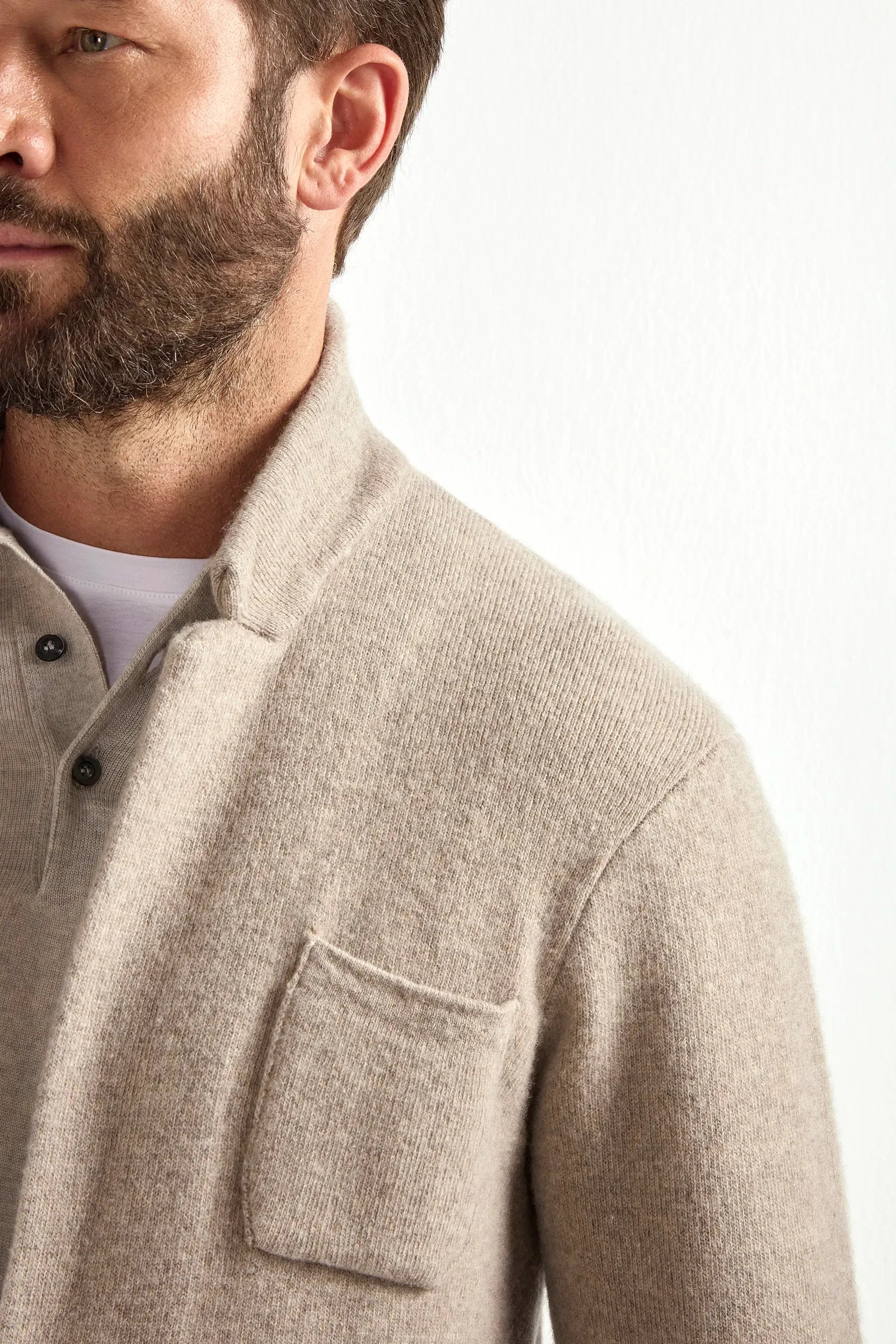 Taupe knit jacket - wool and cashmere