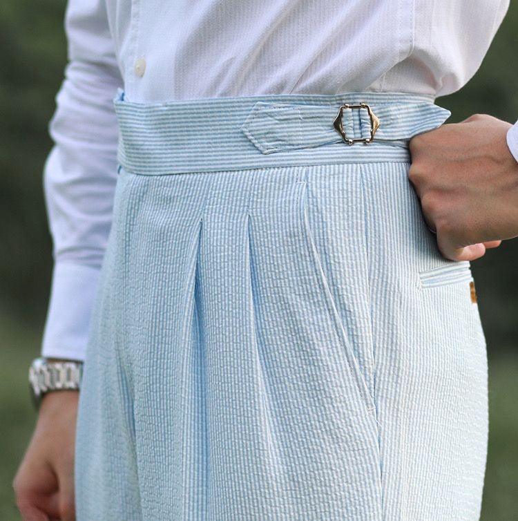Gurkha pants in Westcroft seersucker
