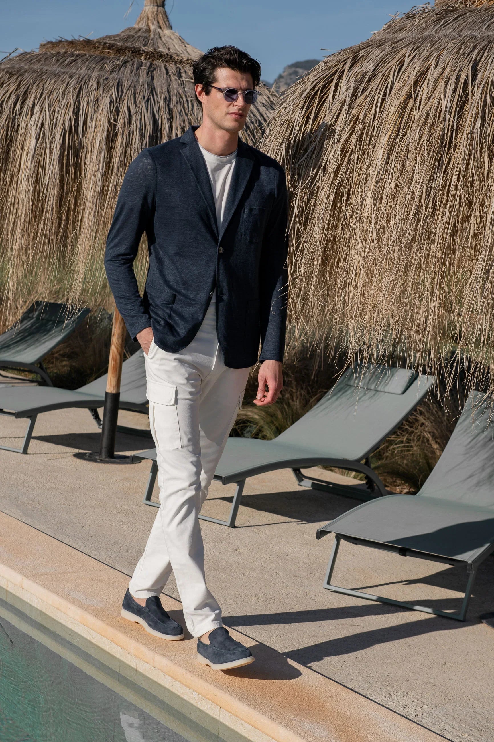 Blue linen knitted jacket