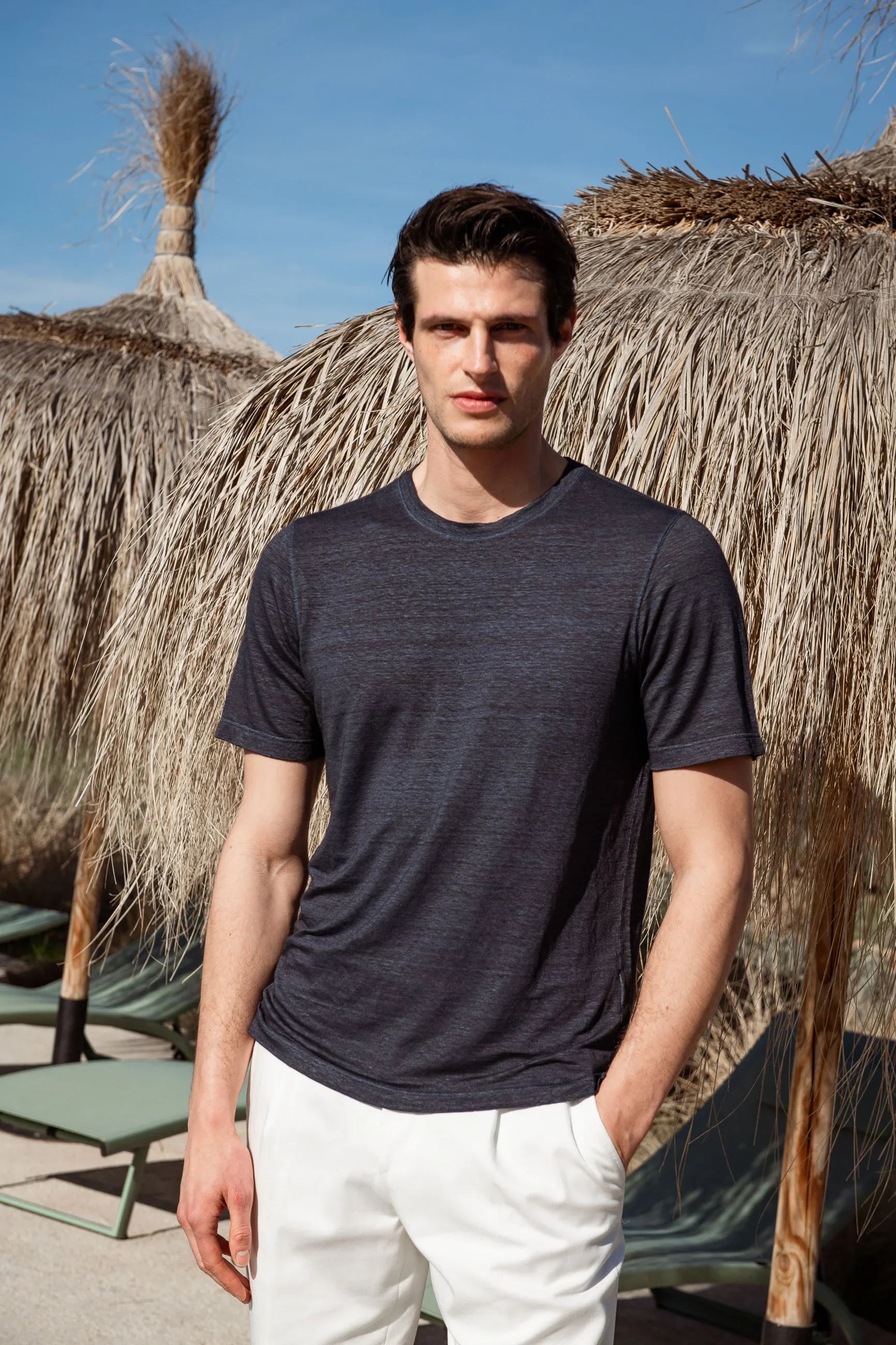 Blue linen T-shirt