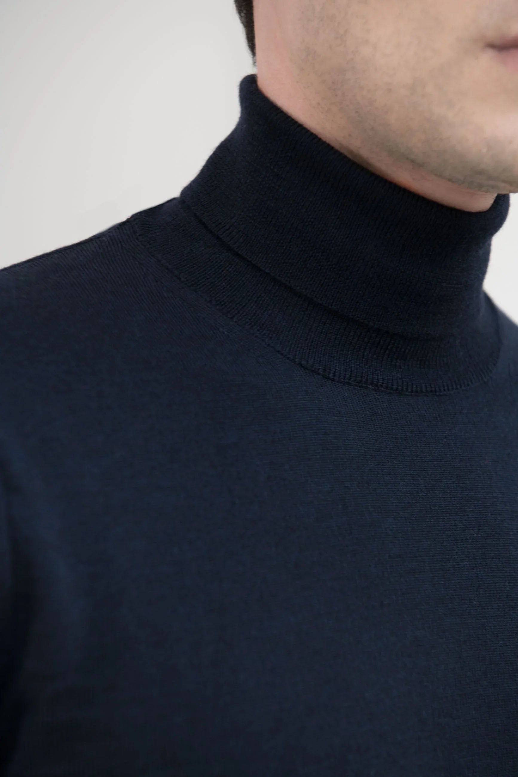 Blue merino turtleneck sweater