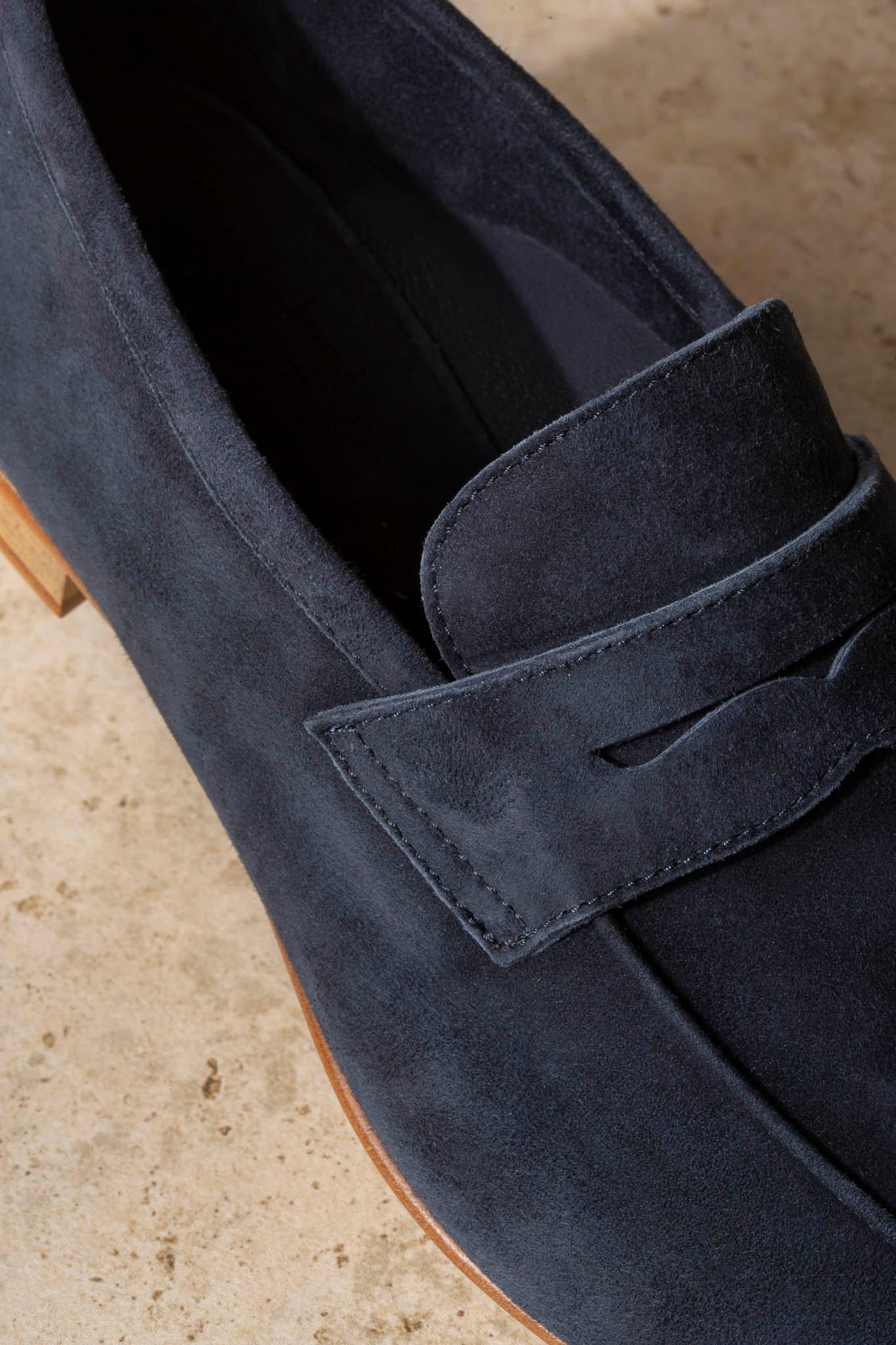 Blue penny loafers in supple leather - Italian design
