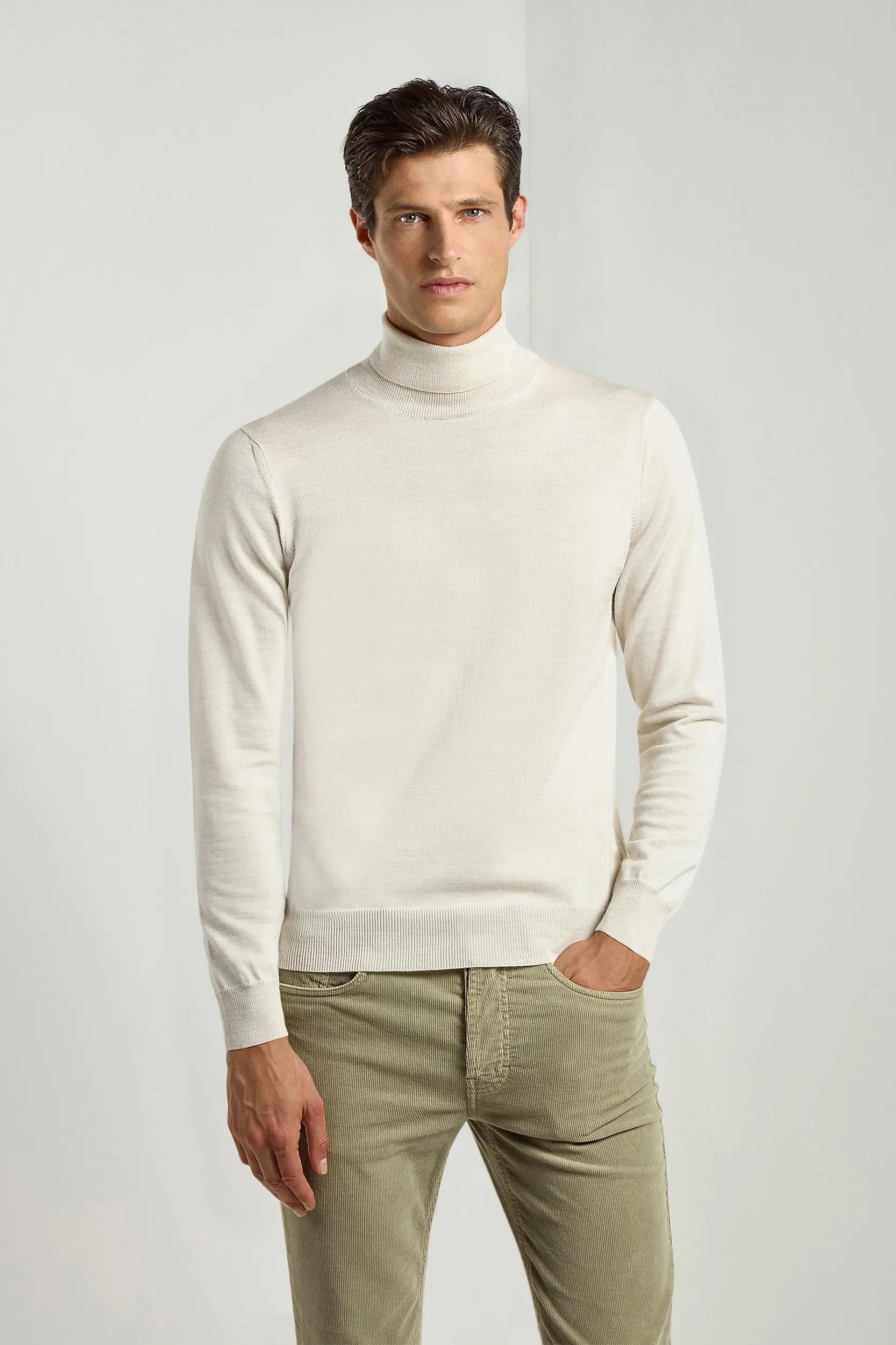 Cream merino turtleneck sweater