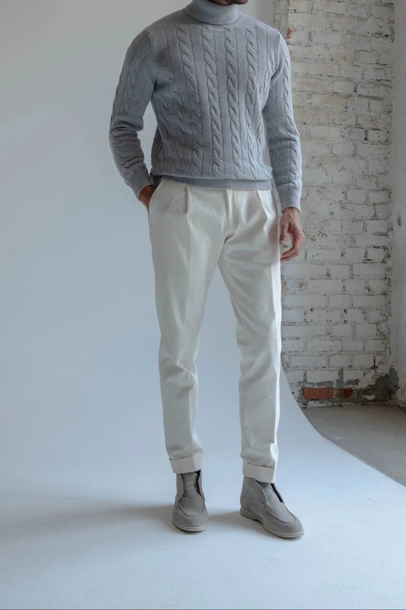 Grey turtleneck sweater