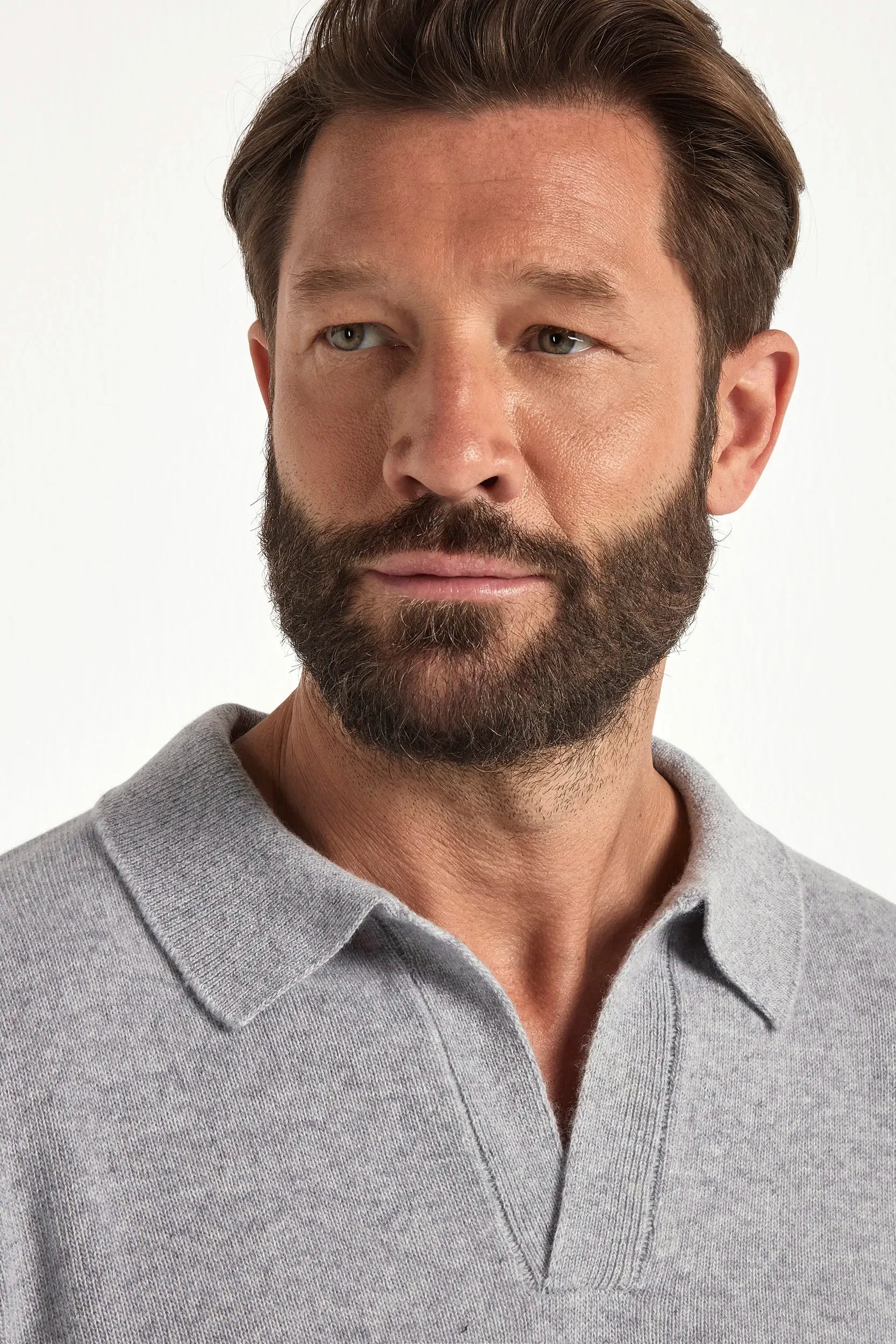 Grey wool polo shirt
