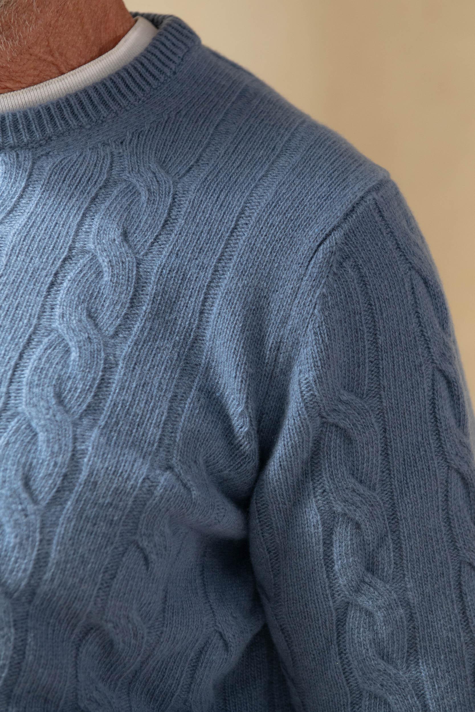 Dusty blue cable-knit sweater