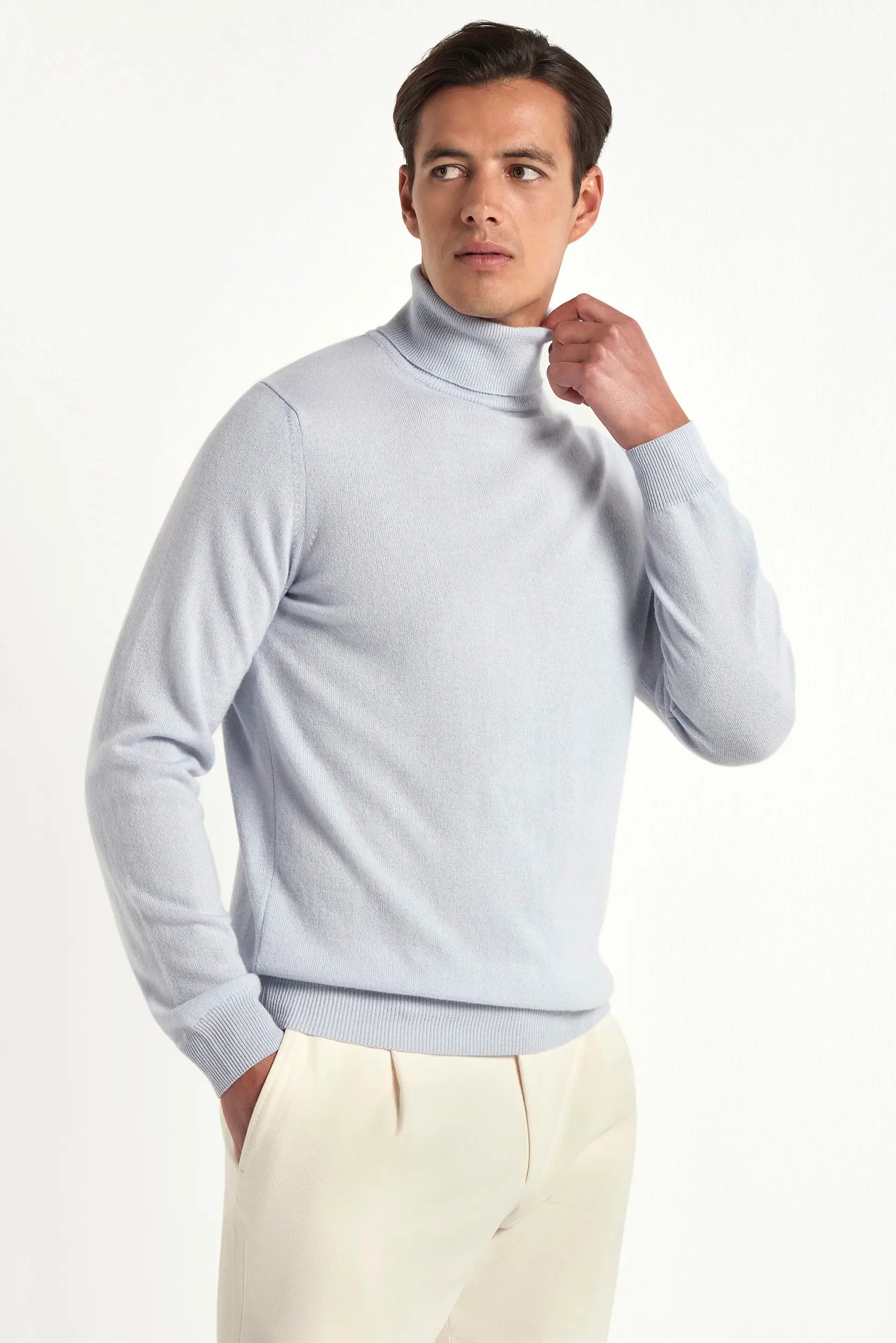 Light blue cashmere turtleneck sweater