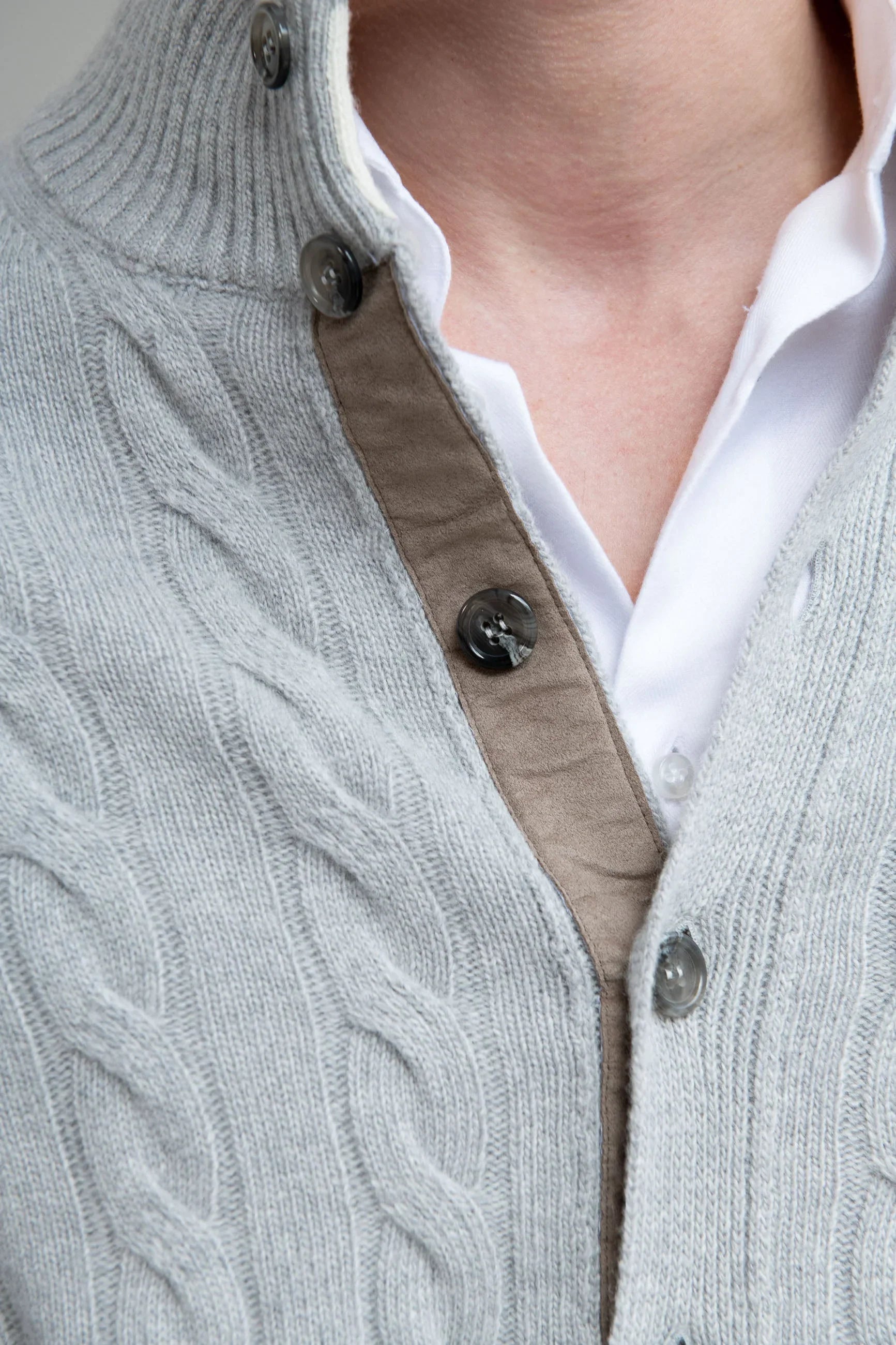 Light grey cardigan in cable knit