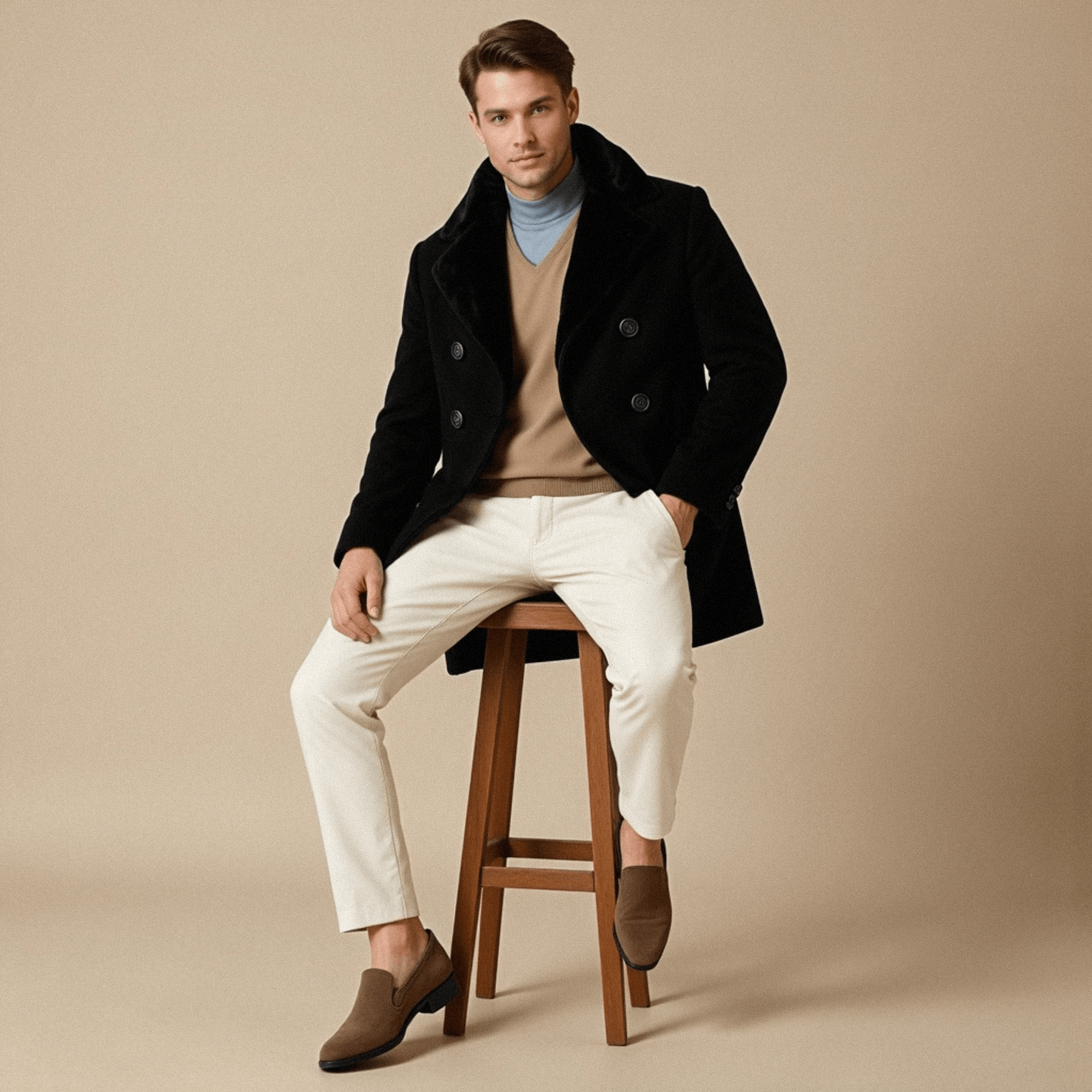 Haverford alpaca wool pea jacket