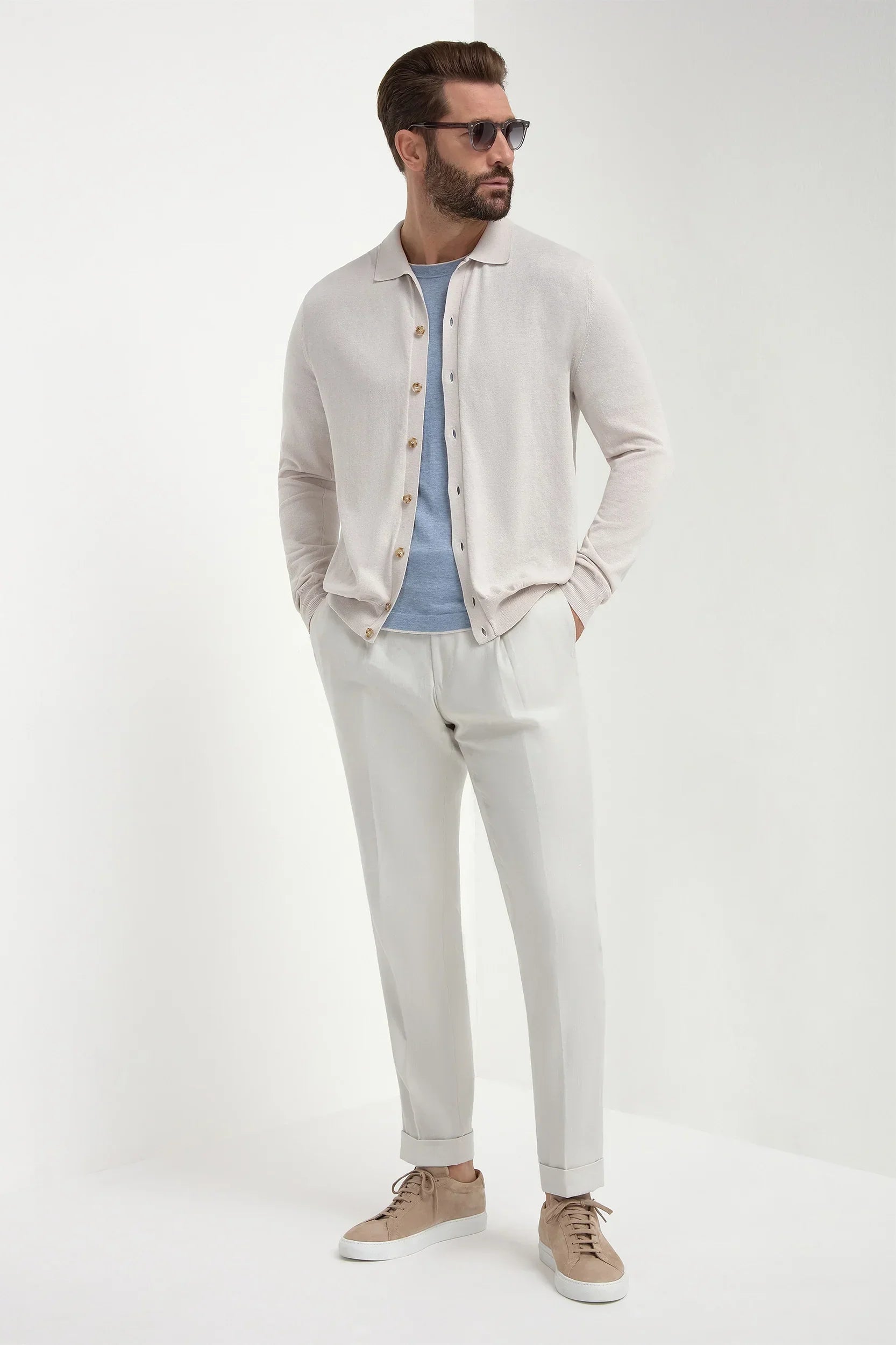 Stone polo cardigan