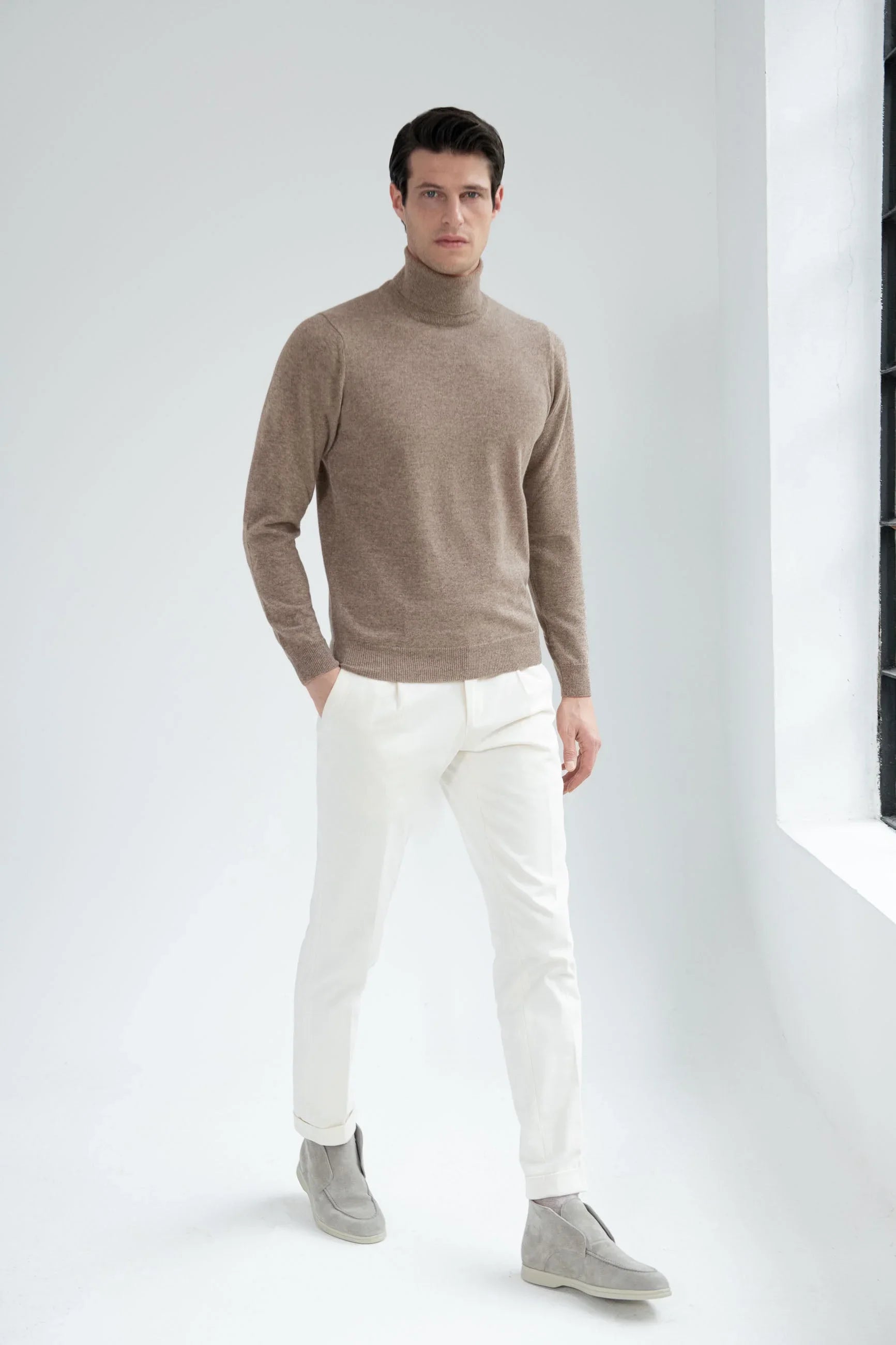 Taupe cashmere turtleneck