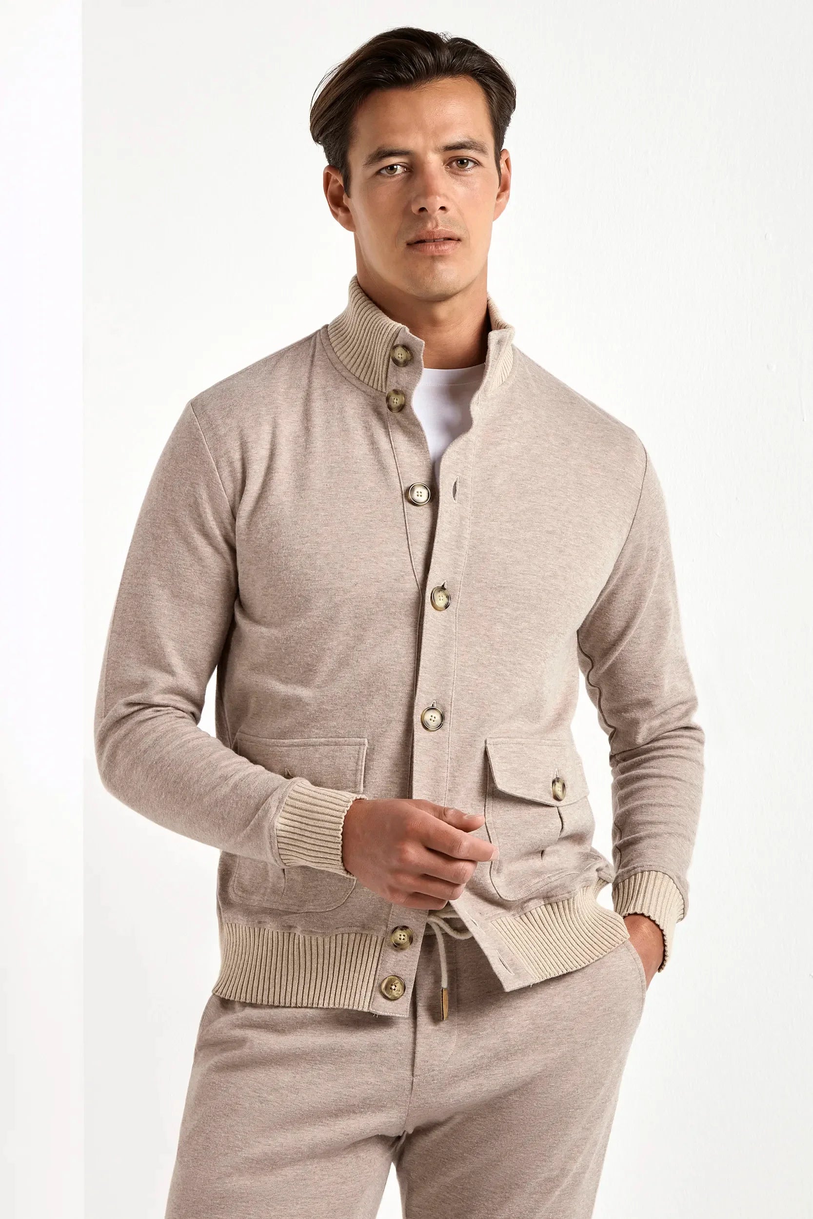 Taupe jersey cardigan