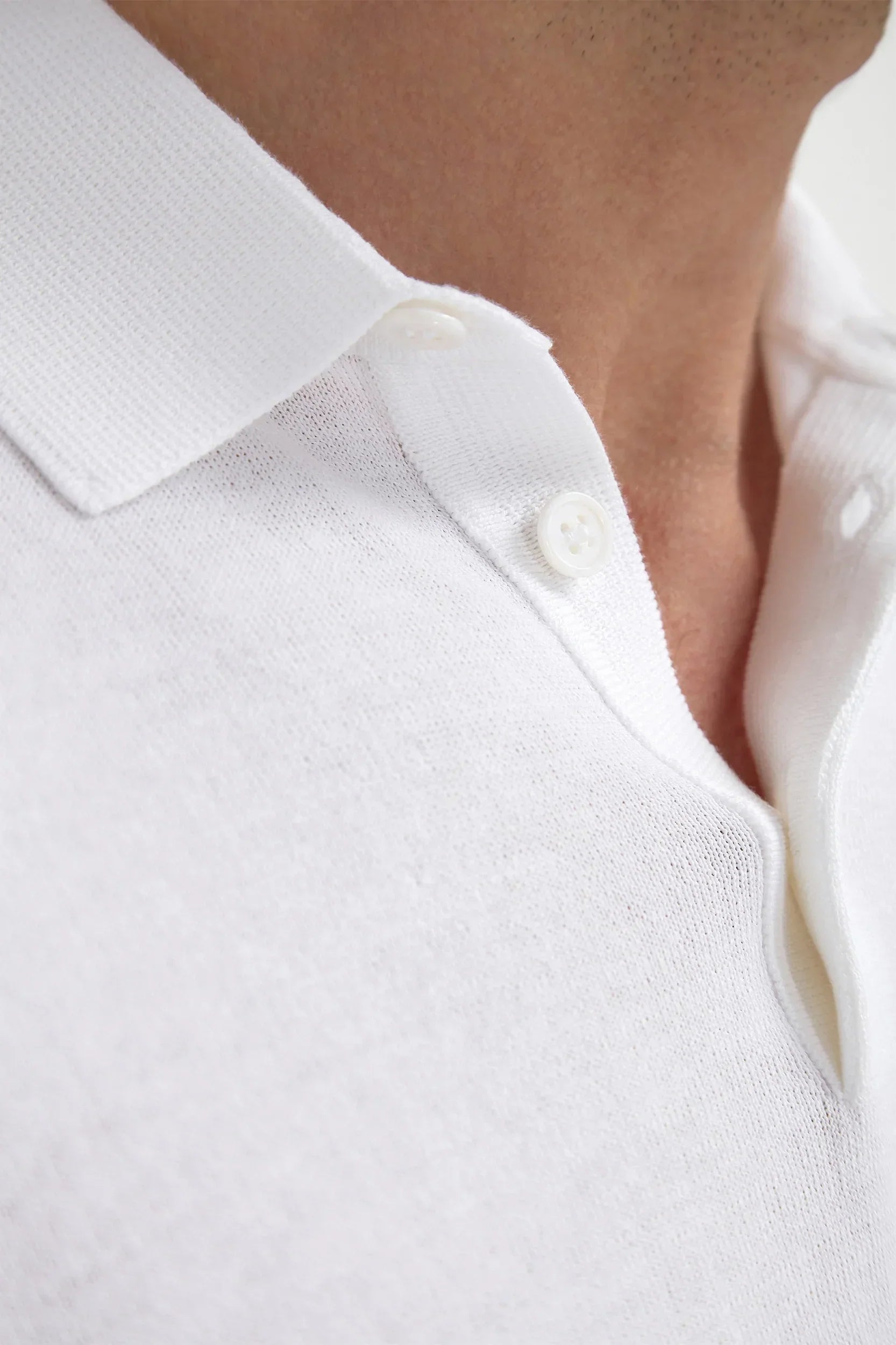 White long-sleeved polo shirt