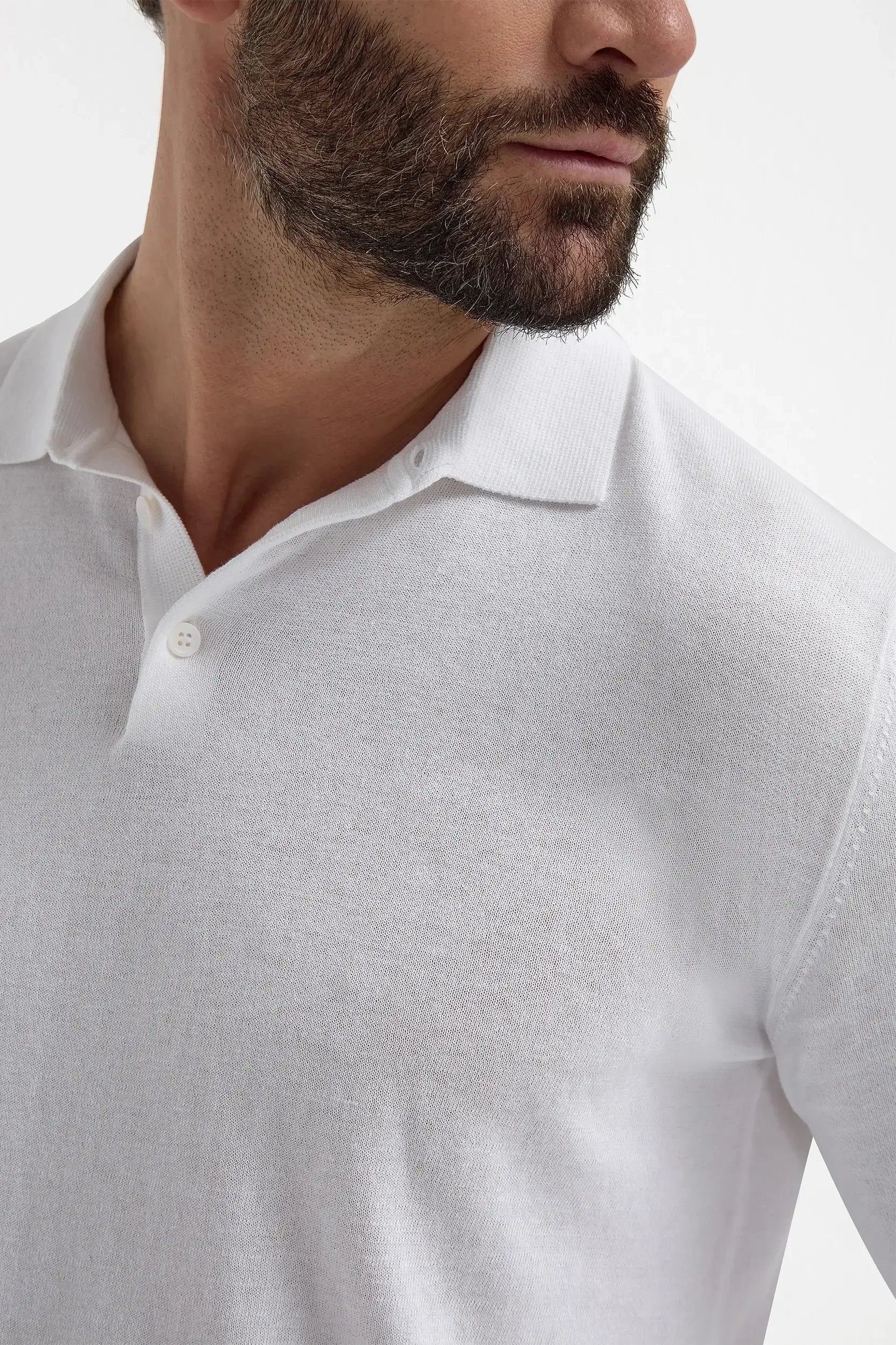 White long-sleeved polo shirt