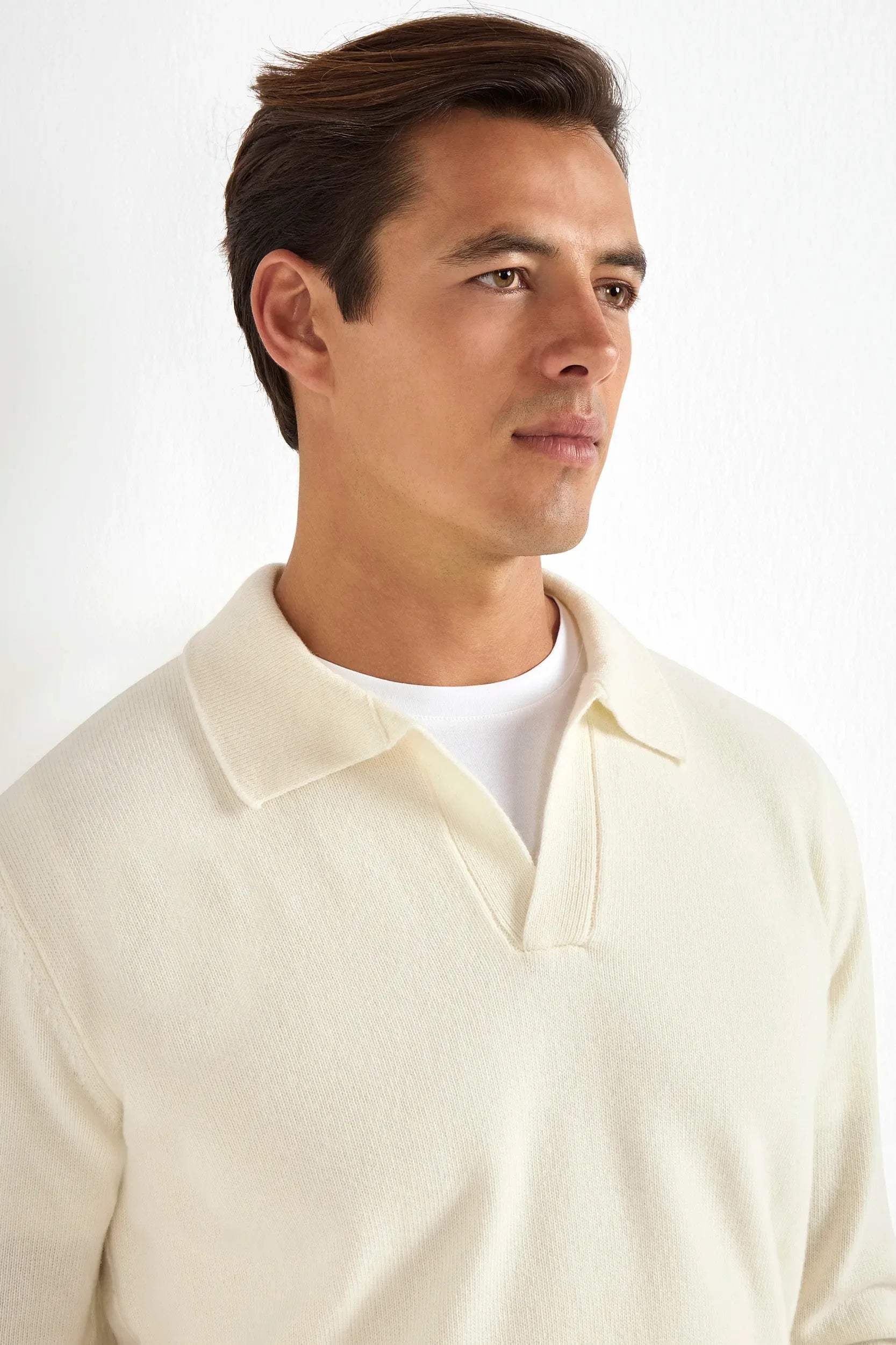 White wool polo shirt