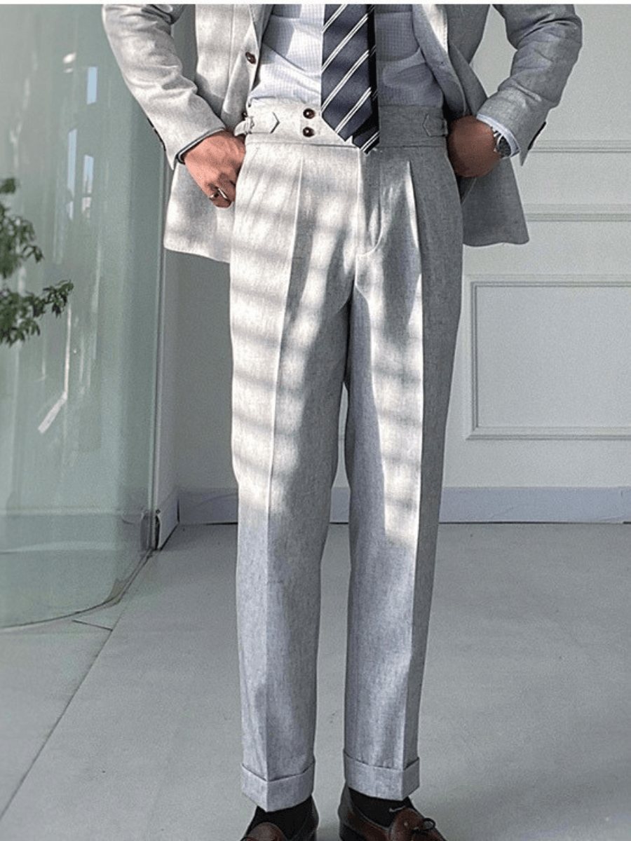 Straight-cut pants - Double button, no ironing