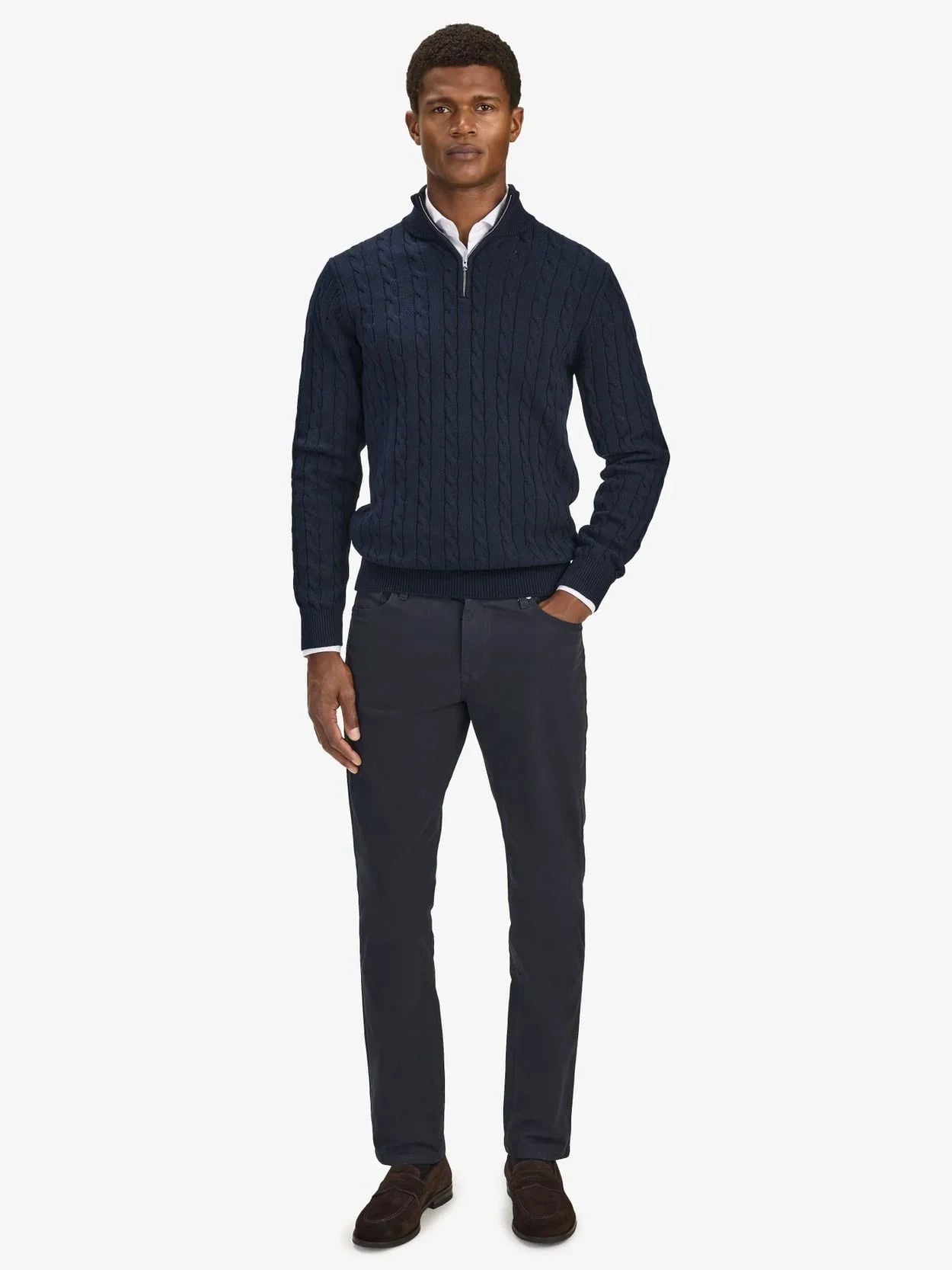 Pull à demi-zip pour homme - 100 % coton