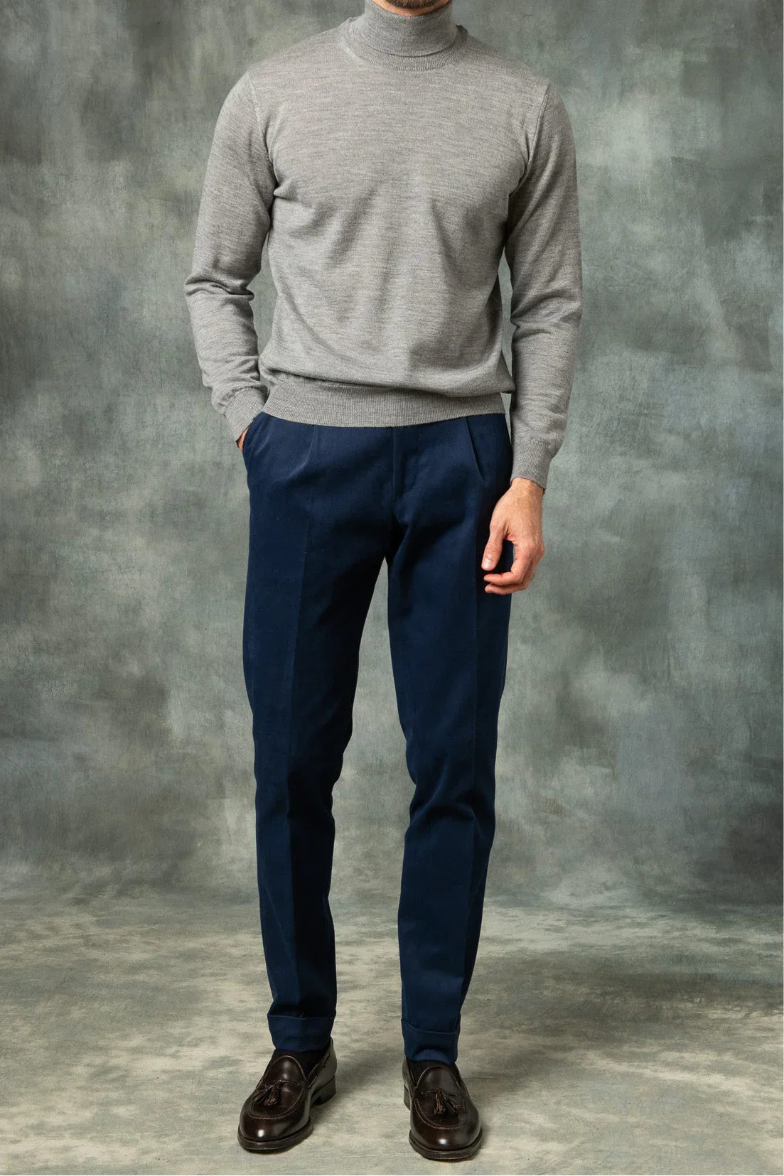 Grey merino turtleneck sweater