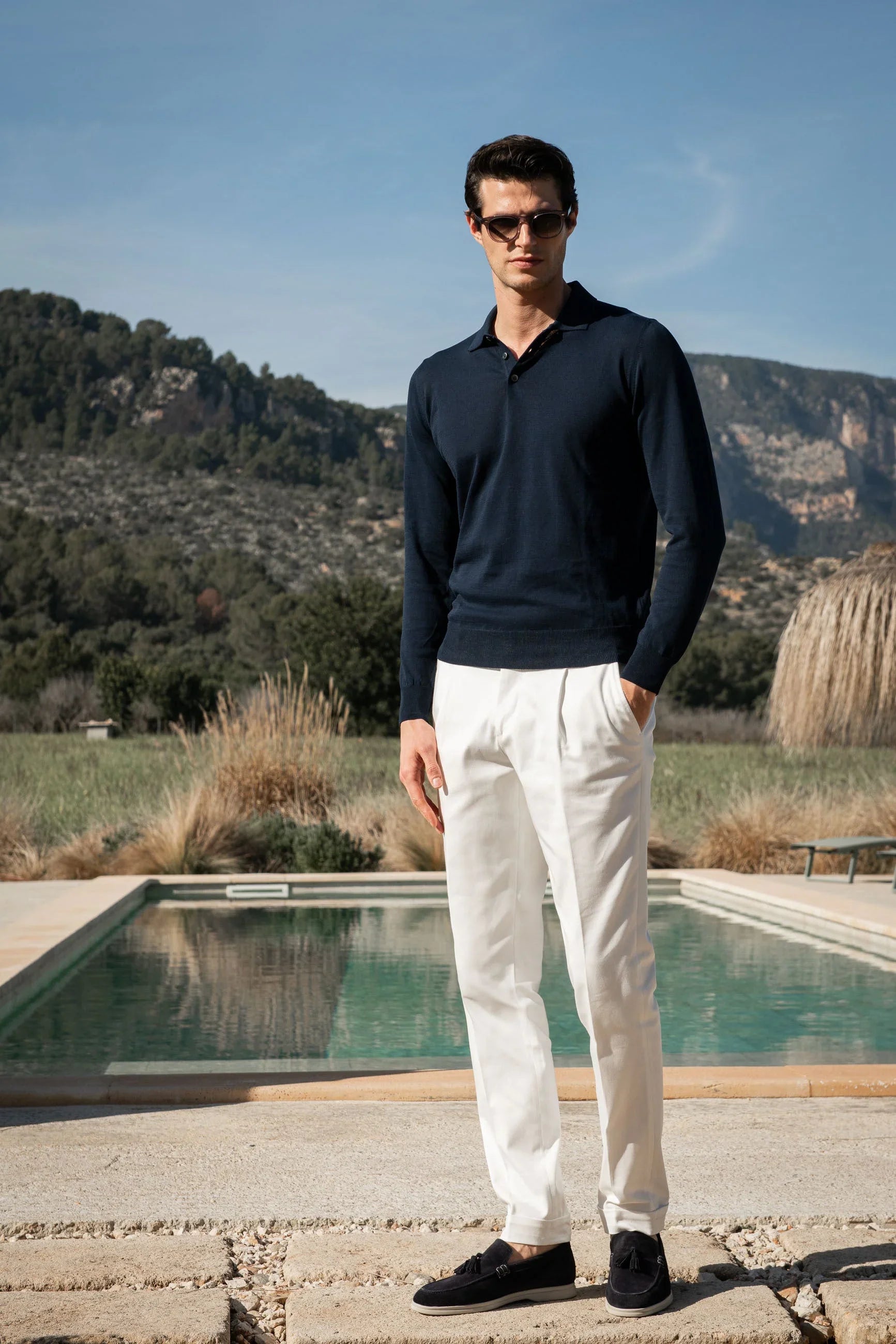 Blue suede tassel loafers  - Italian design