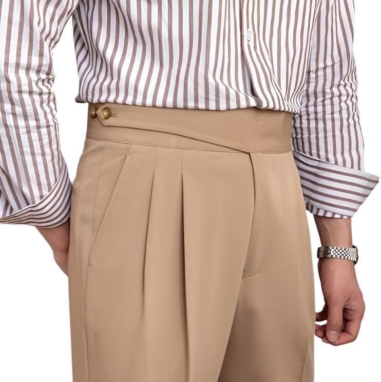 Pleated straight-leg pants
