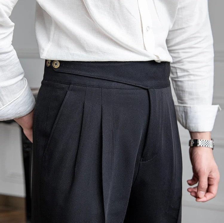 Pleated straight-leg pants