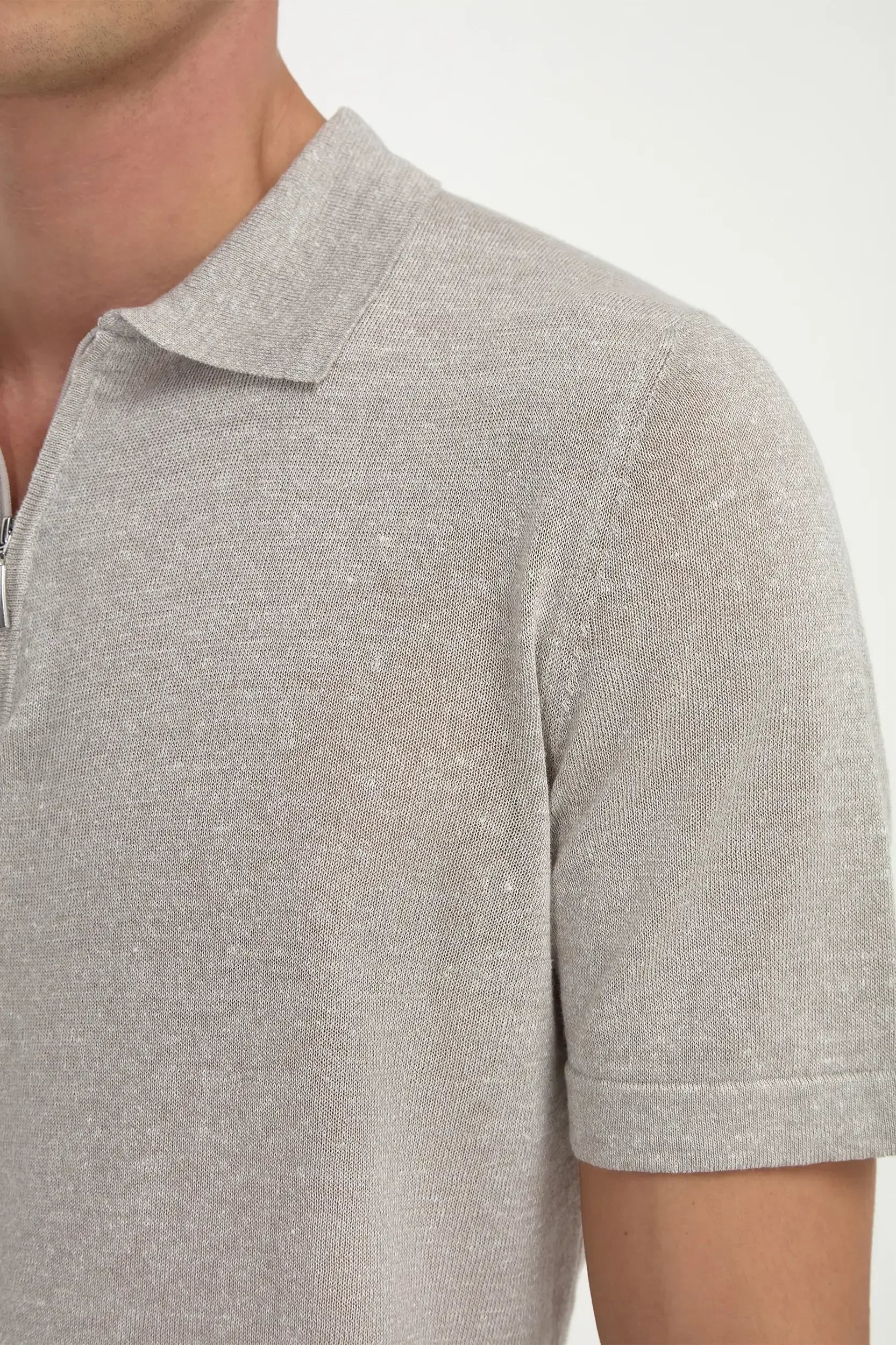 Gray Zipped polo shirt