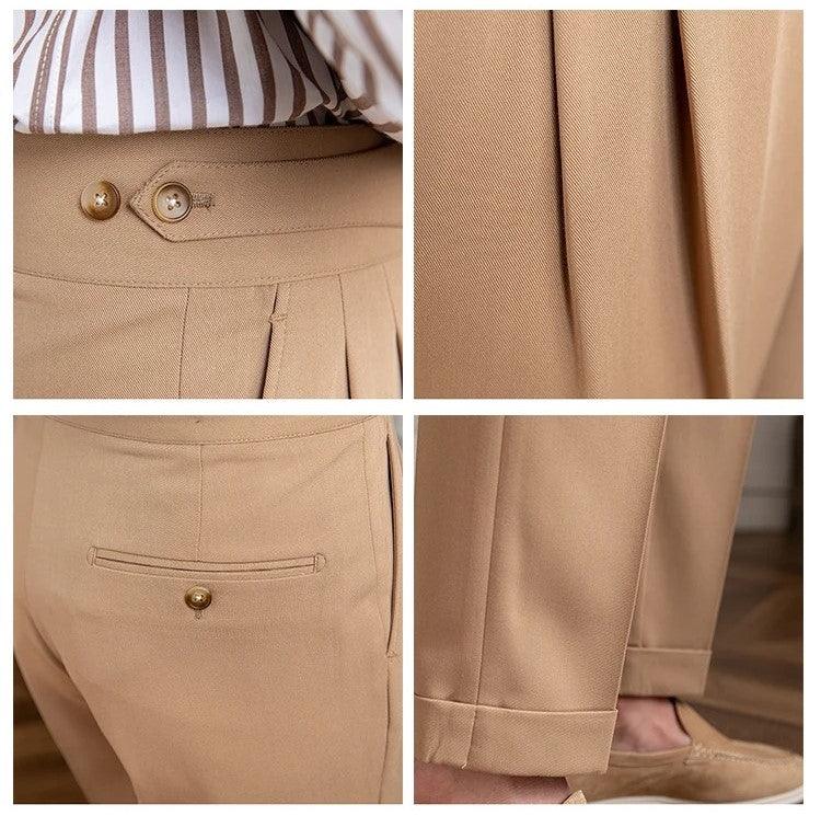 Pleated straight-leg pants