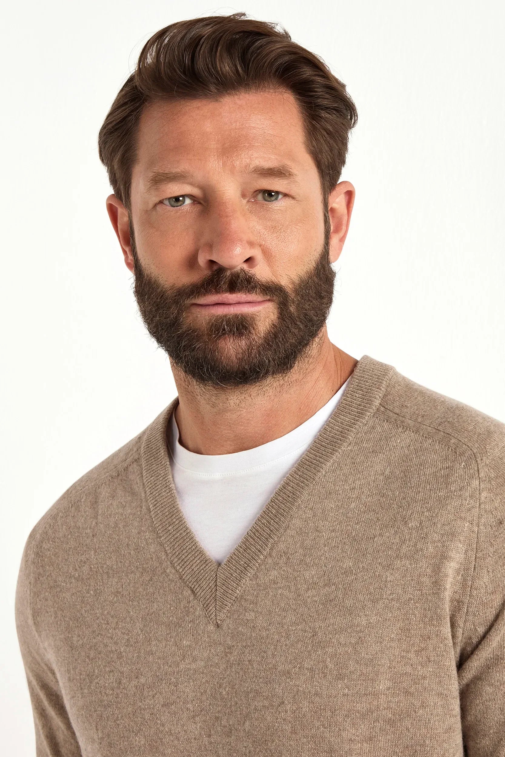 Taupe V-neck sweater