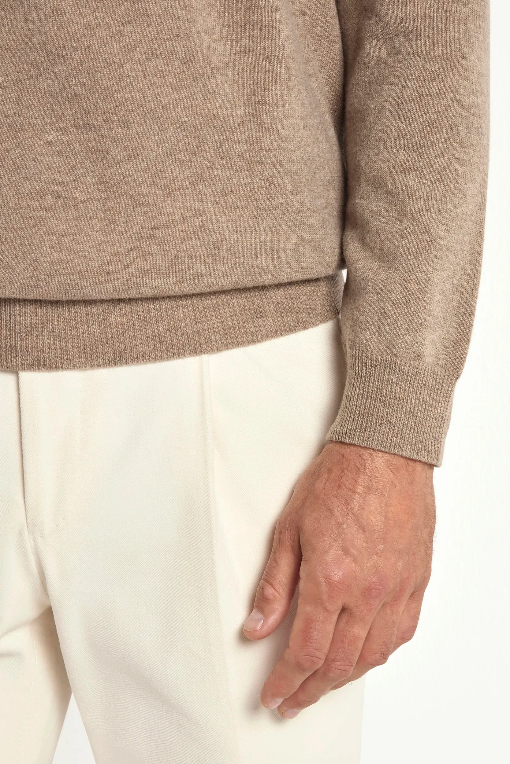 Taupe V-neck sweater