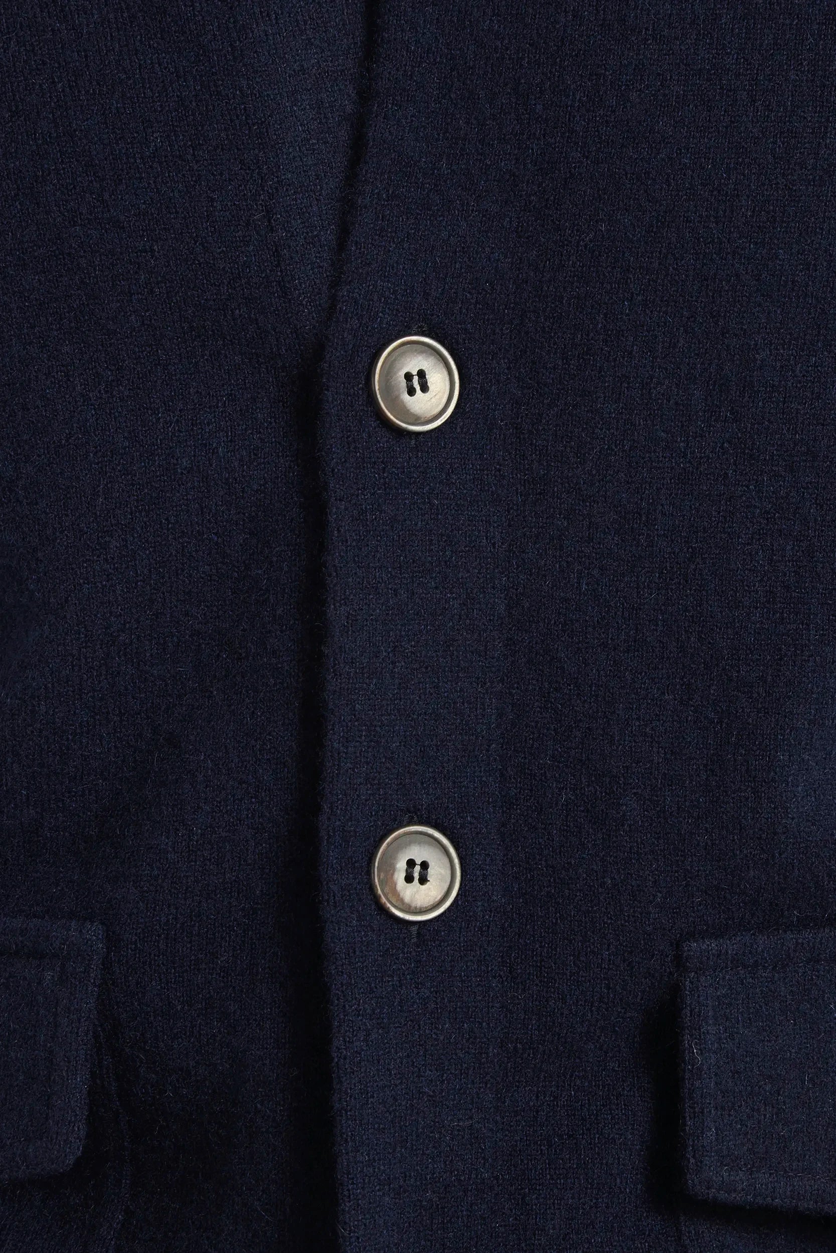 Knitted bomber in merino wool and blue cashmere