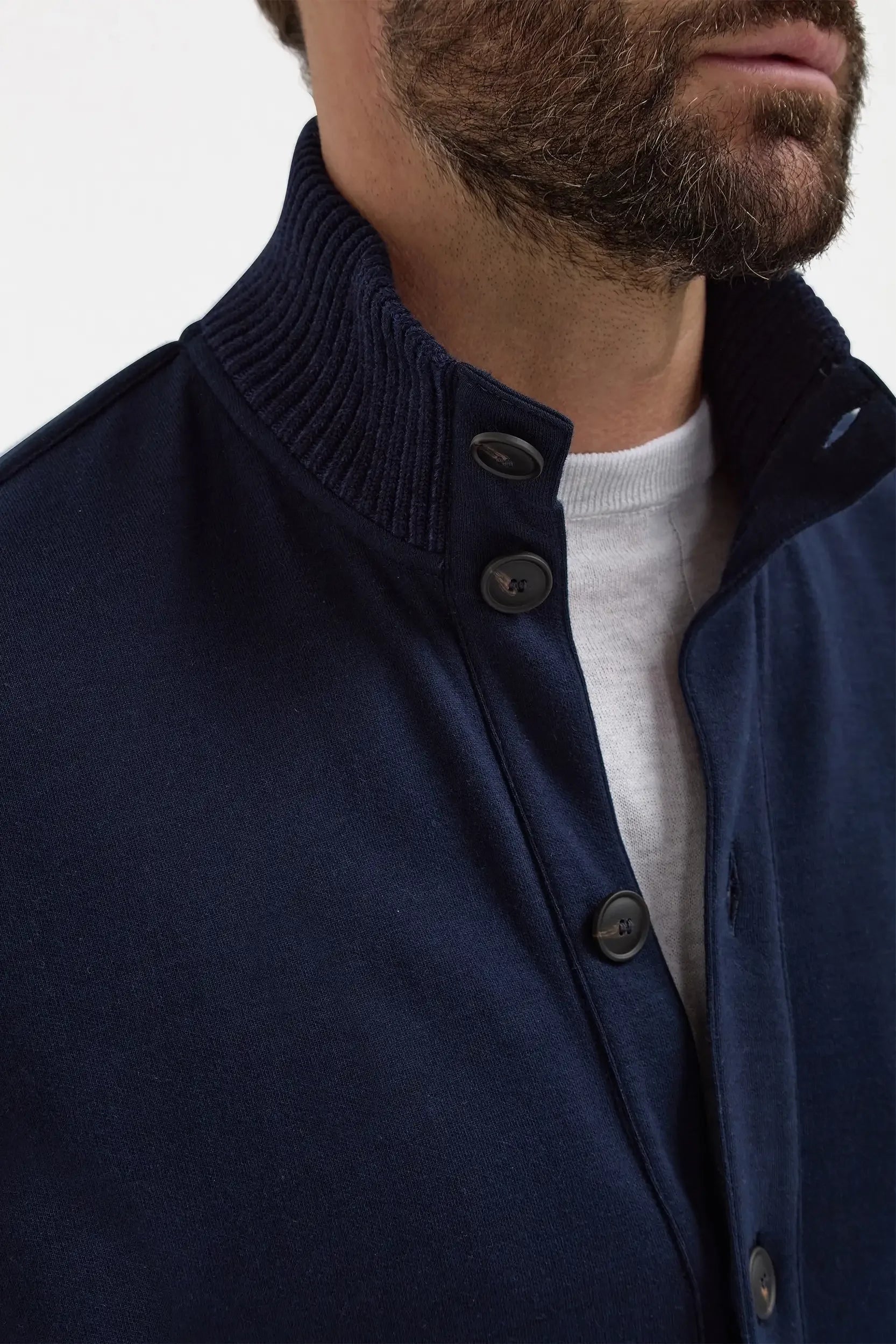 blouson aviateur en maille de coton bleu