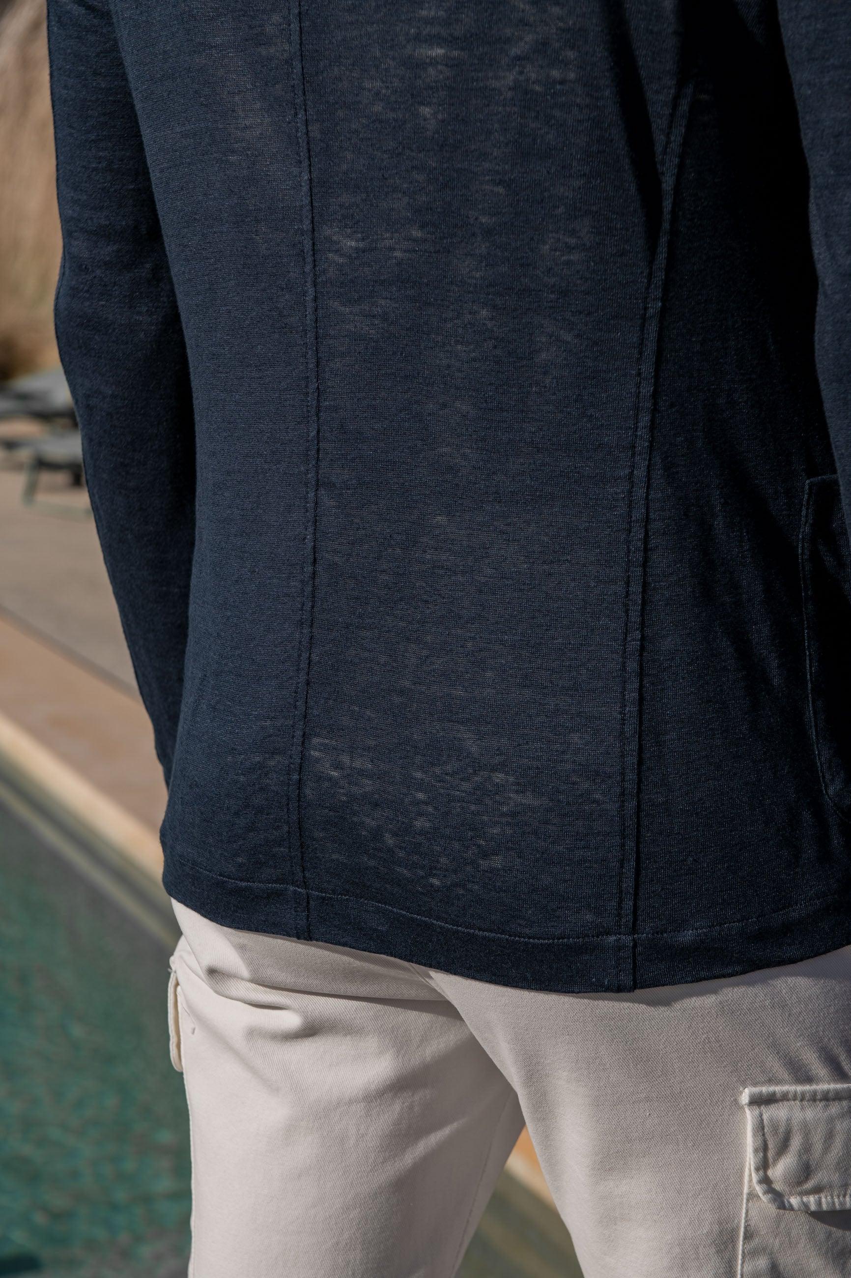 Blue linen knitted jacket