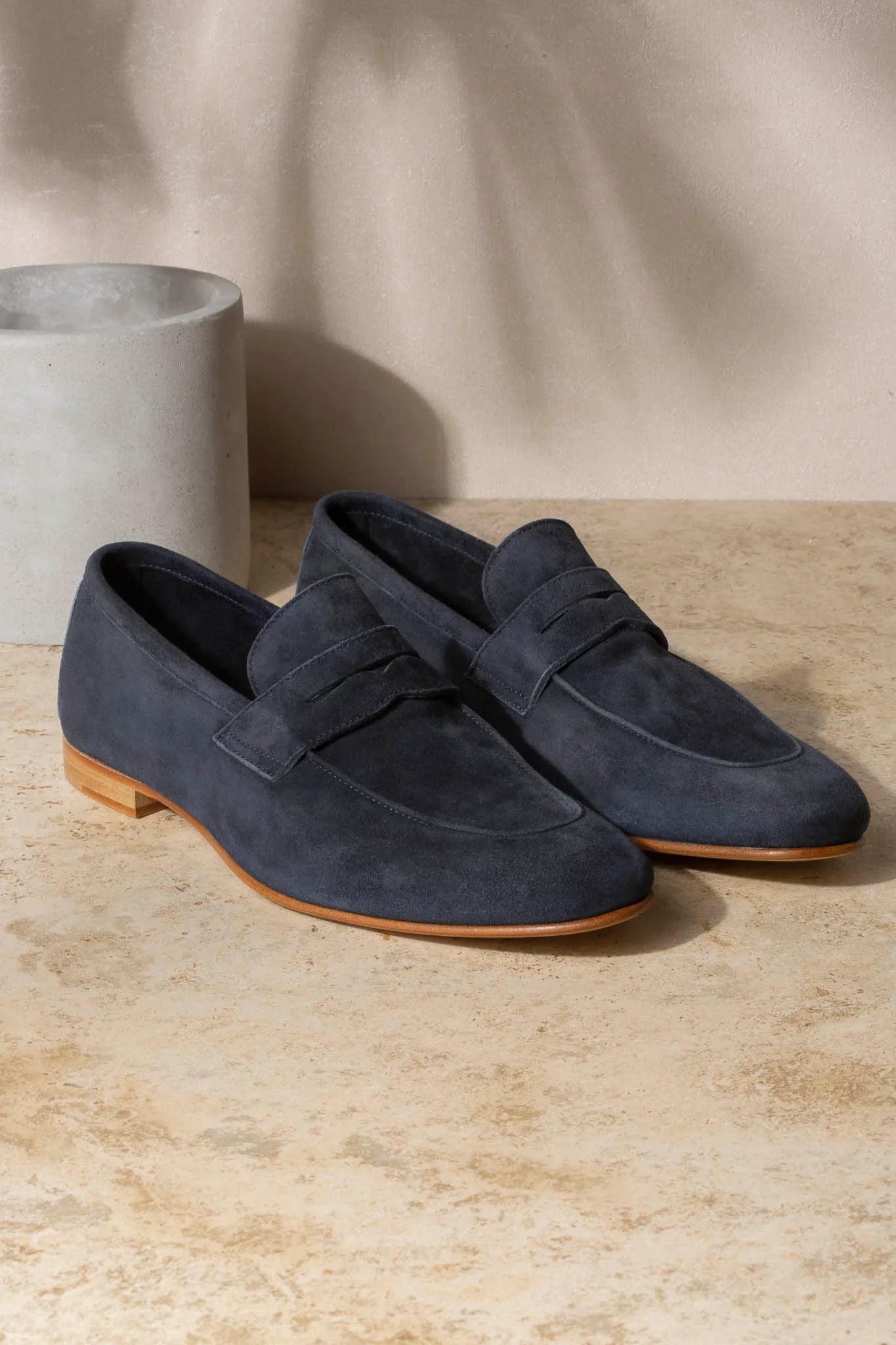 Blue penny loafers in supple leather  - Italian design
