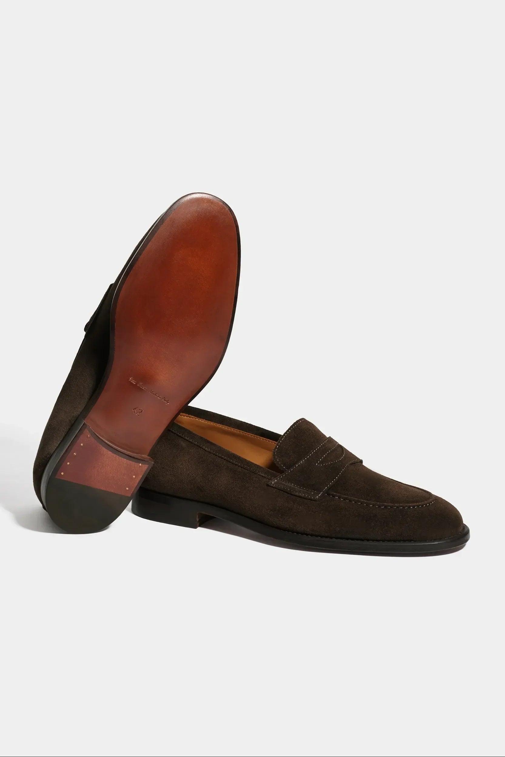 Brown suede penny loafers  - Italian design