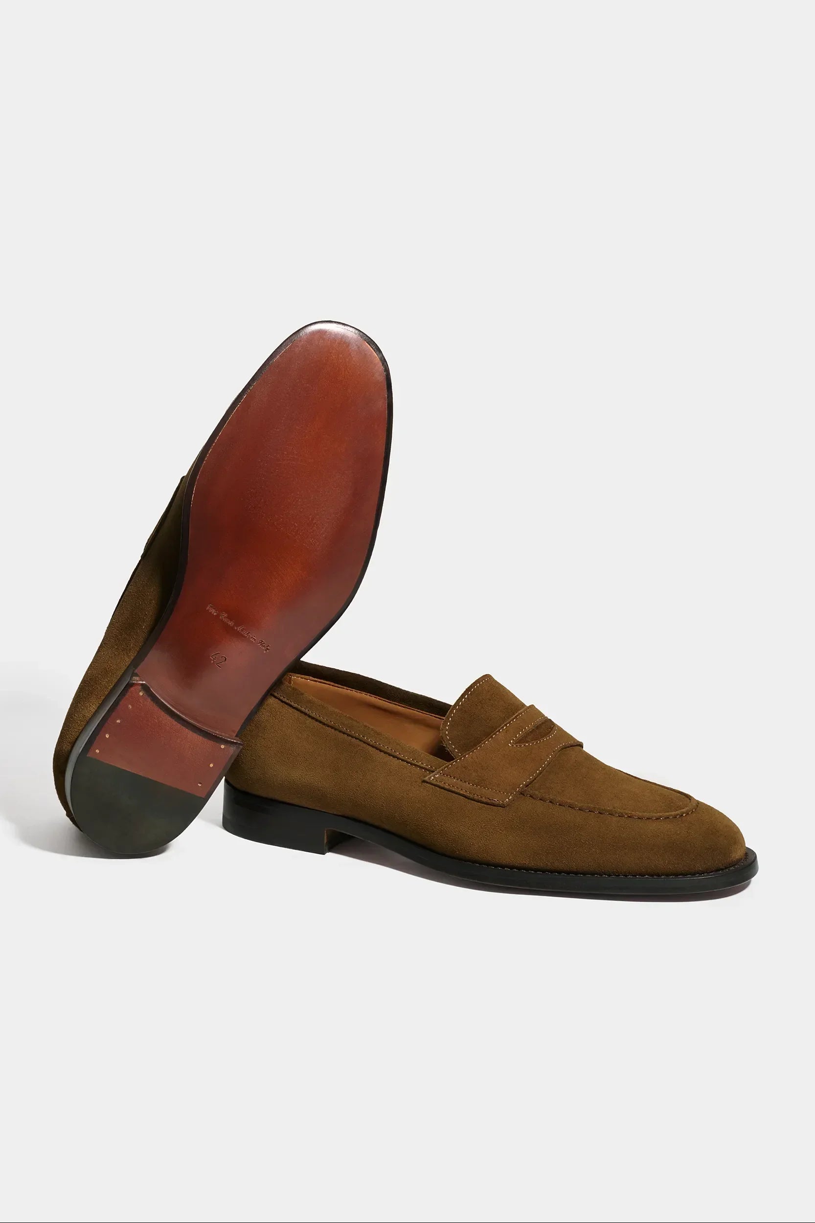 Cognac suede penny loafers - Italian design