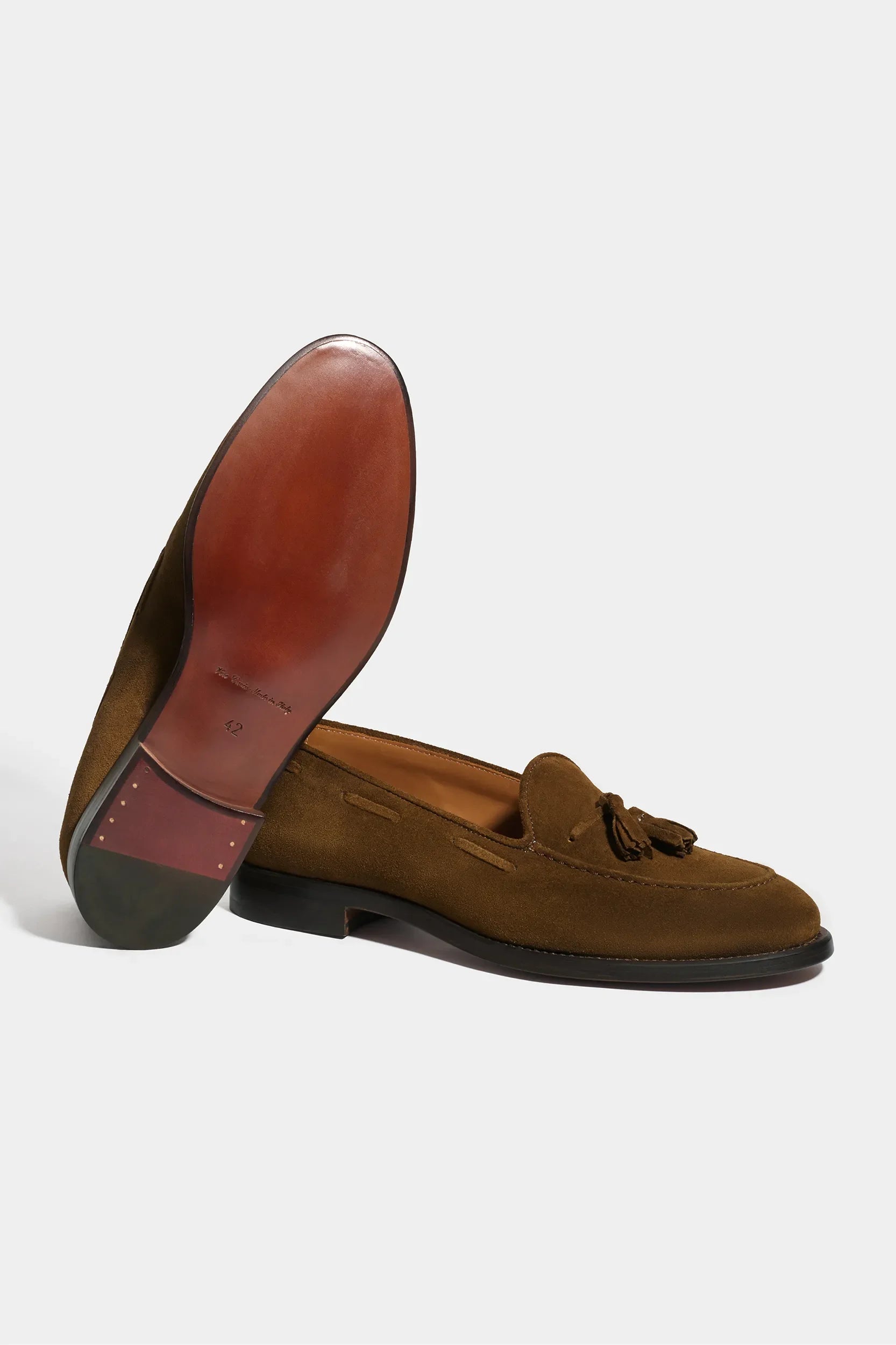 Tassel loafers in cognac suede  - Italian design