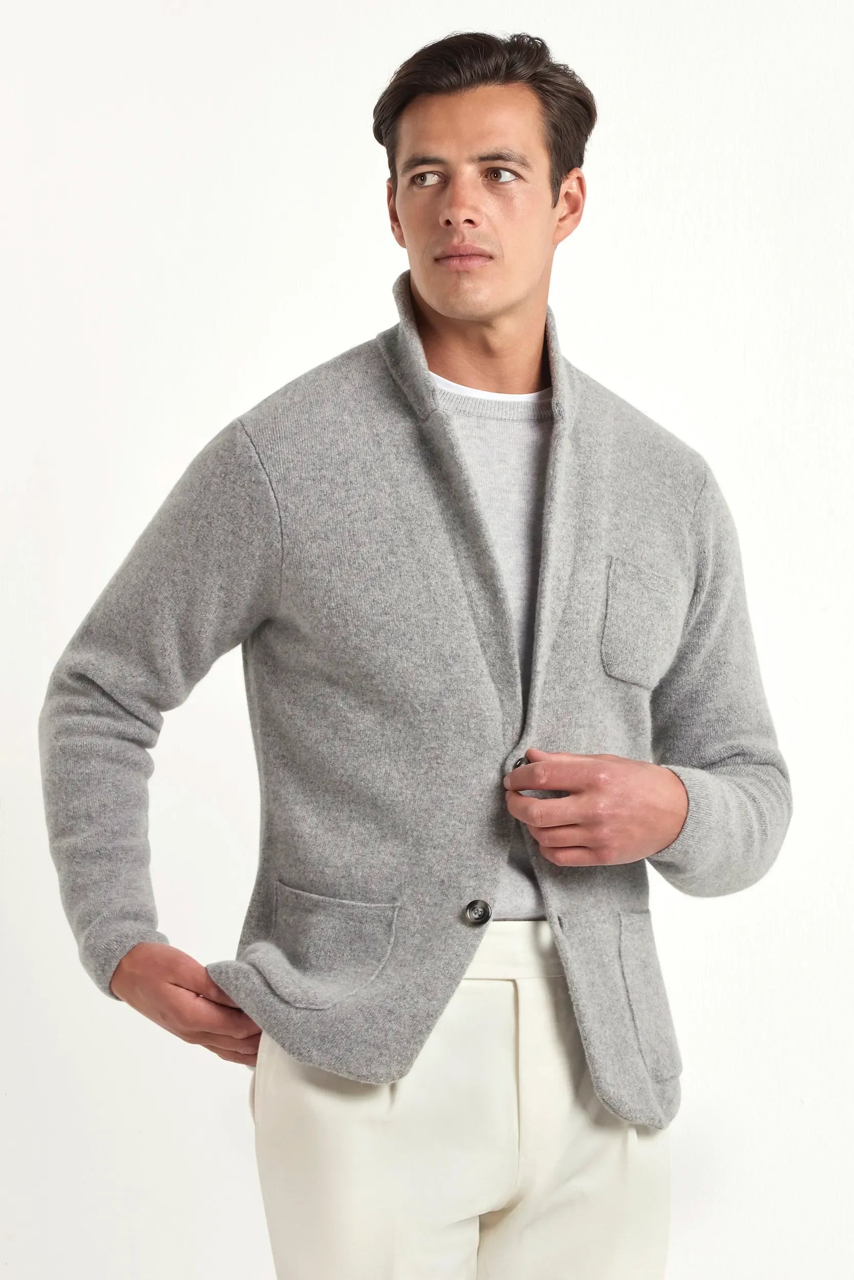 Grey knit jacket - wool and cashmere