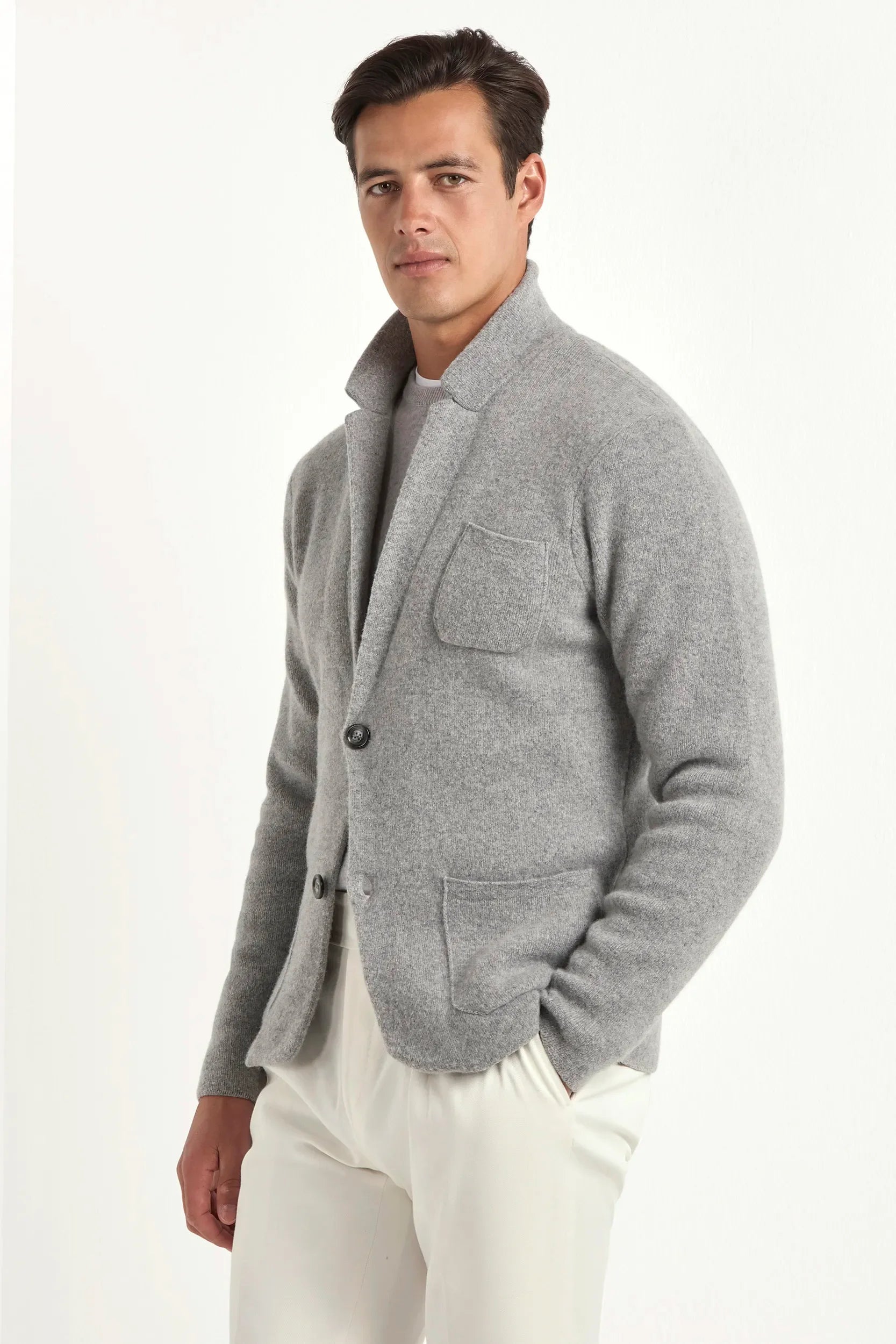 Grey knit jacket - wool and cashmere
