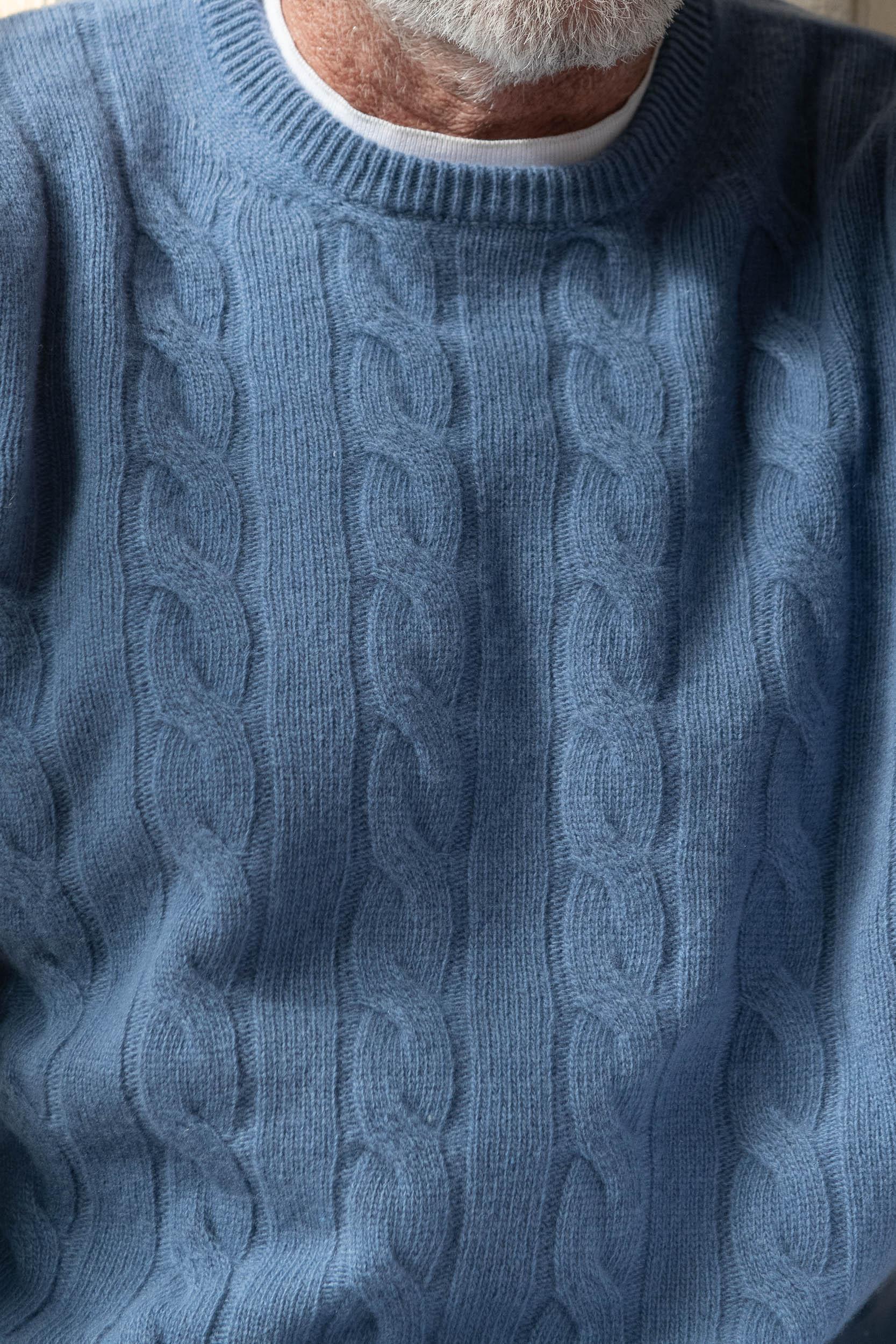 Dusty blue cable-knit sweater
