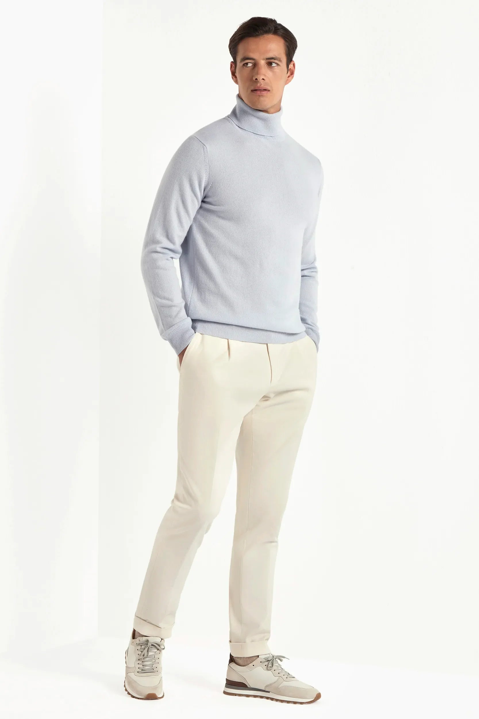 Light blue cashmere turtleneck sweater
