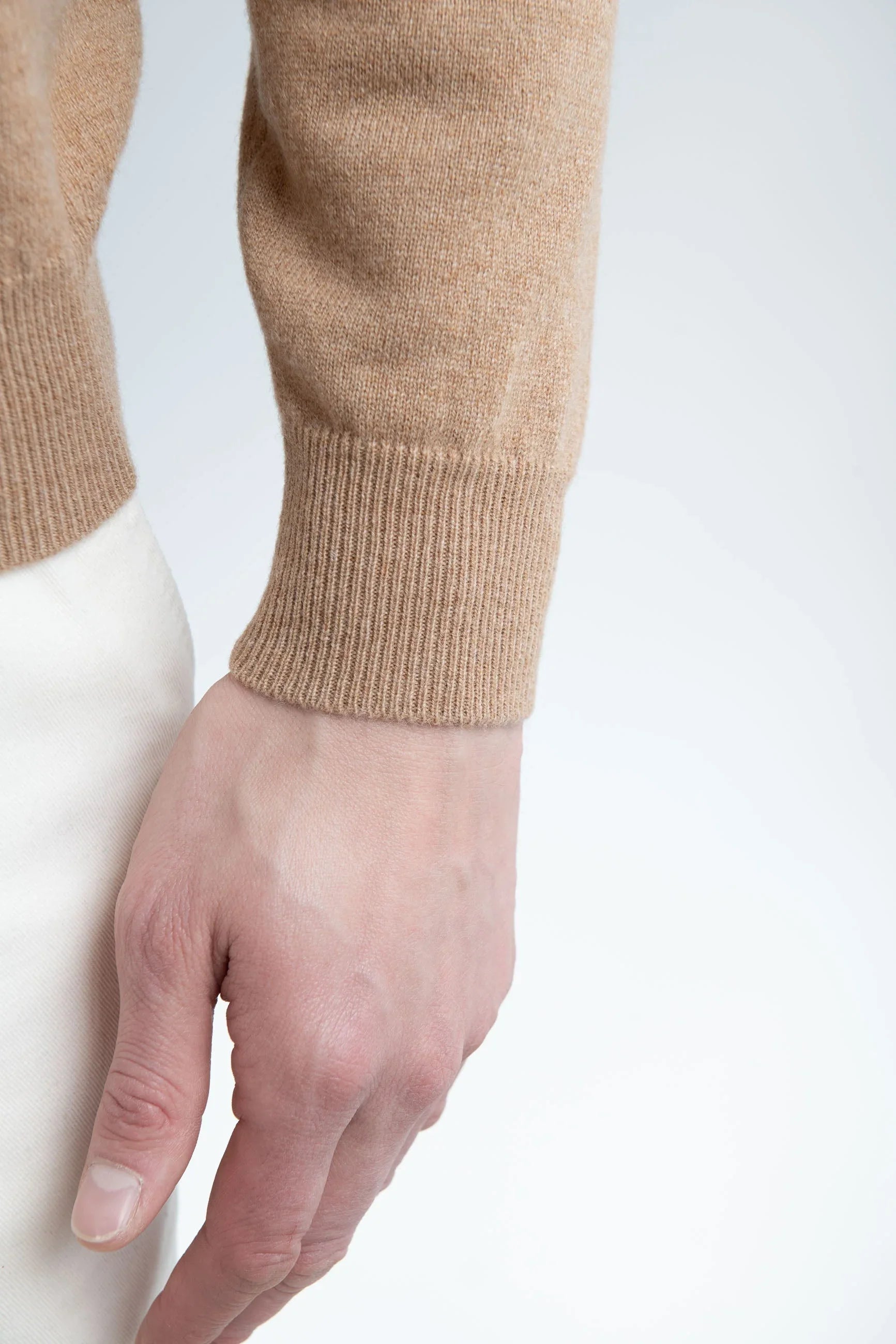Ochre cashmere round-neck sweater